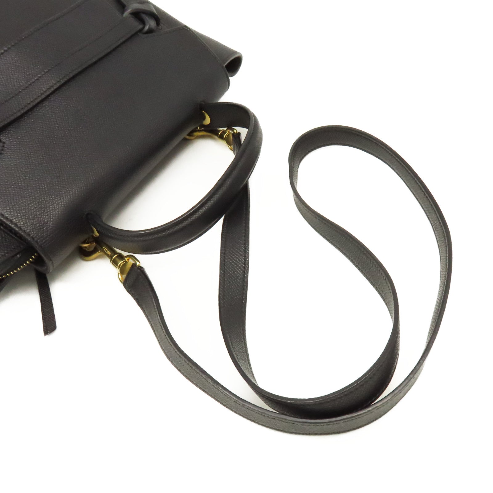 CELINE 牛皮皮革Belt Bag金扣手挽肩背兩用袋黑色
