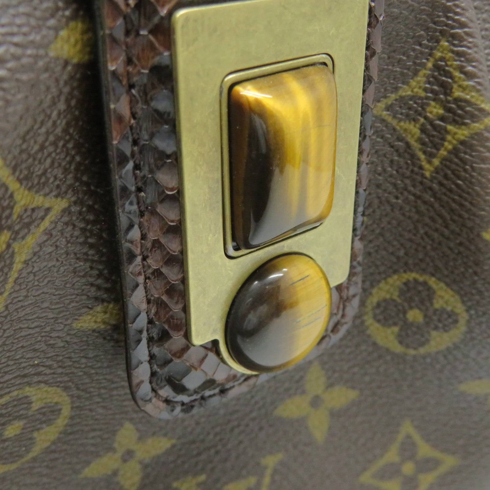 LOUIS VUITTON 【激減優惠】Monogram/駝鳥皮革/蛇皮皮革Oskar Waltz 2way Shoulder手挽肩背兩用袋啡色