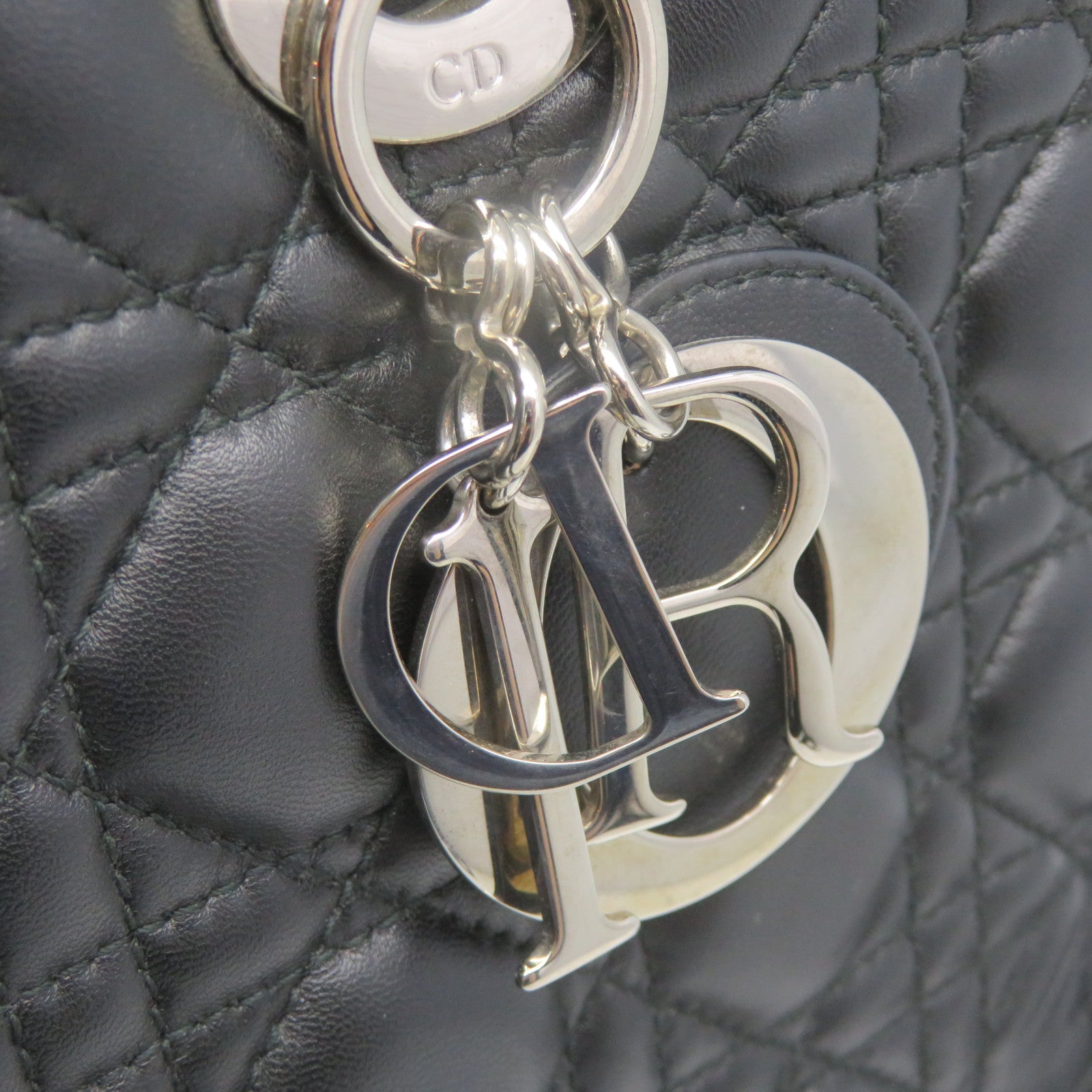 Dior 牛皮皮革Lady Dior 2 Way Handbag手挽肩背两用袋黑色