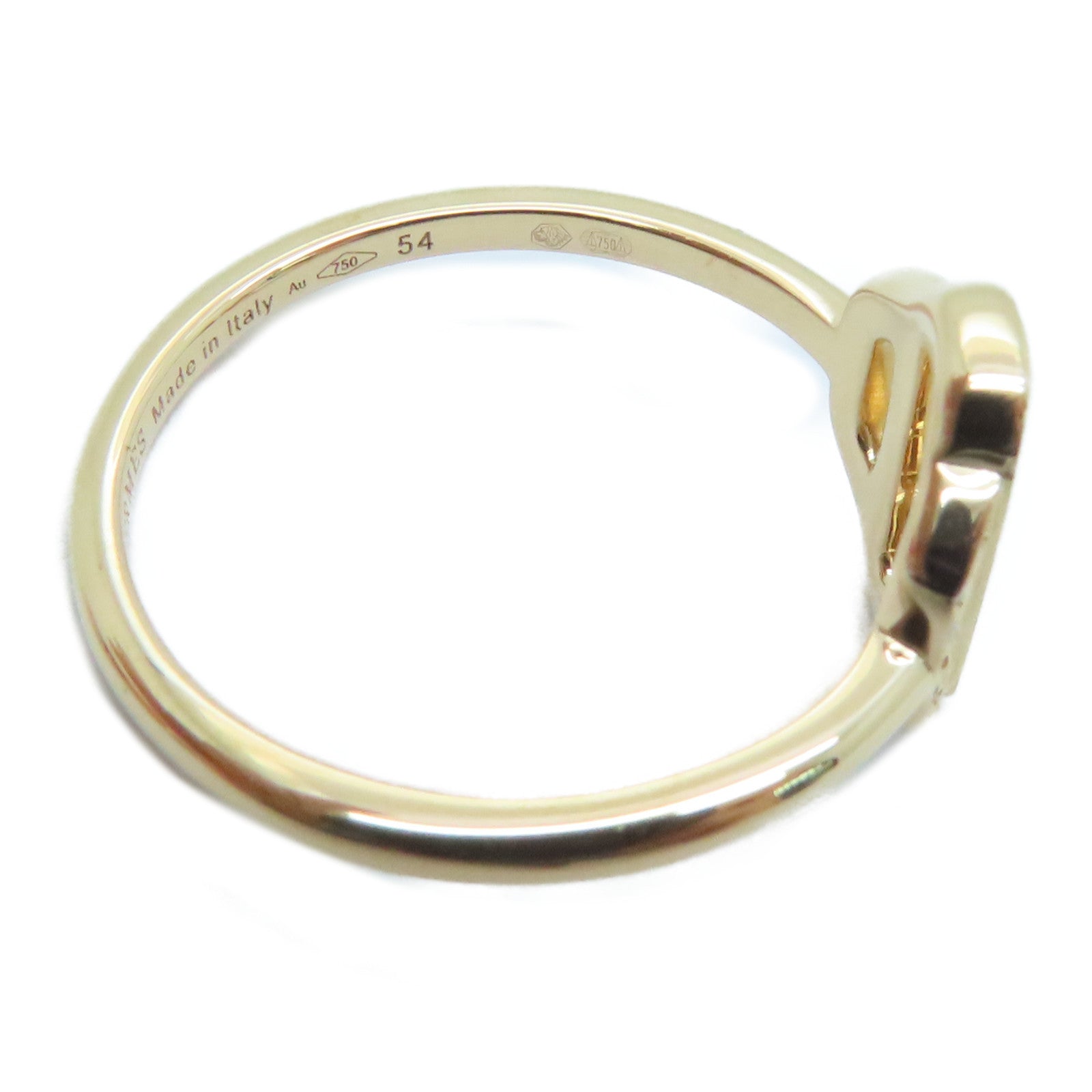 HERMES [Sharp Discount] 18K Rose Gold Attelage Ring 0.1ct Diamond Ring Hermes#54/US#6.75