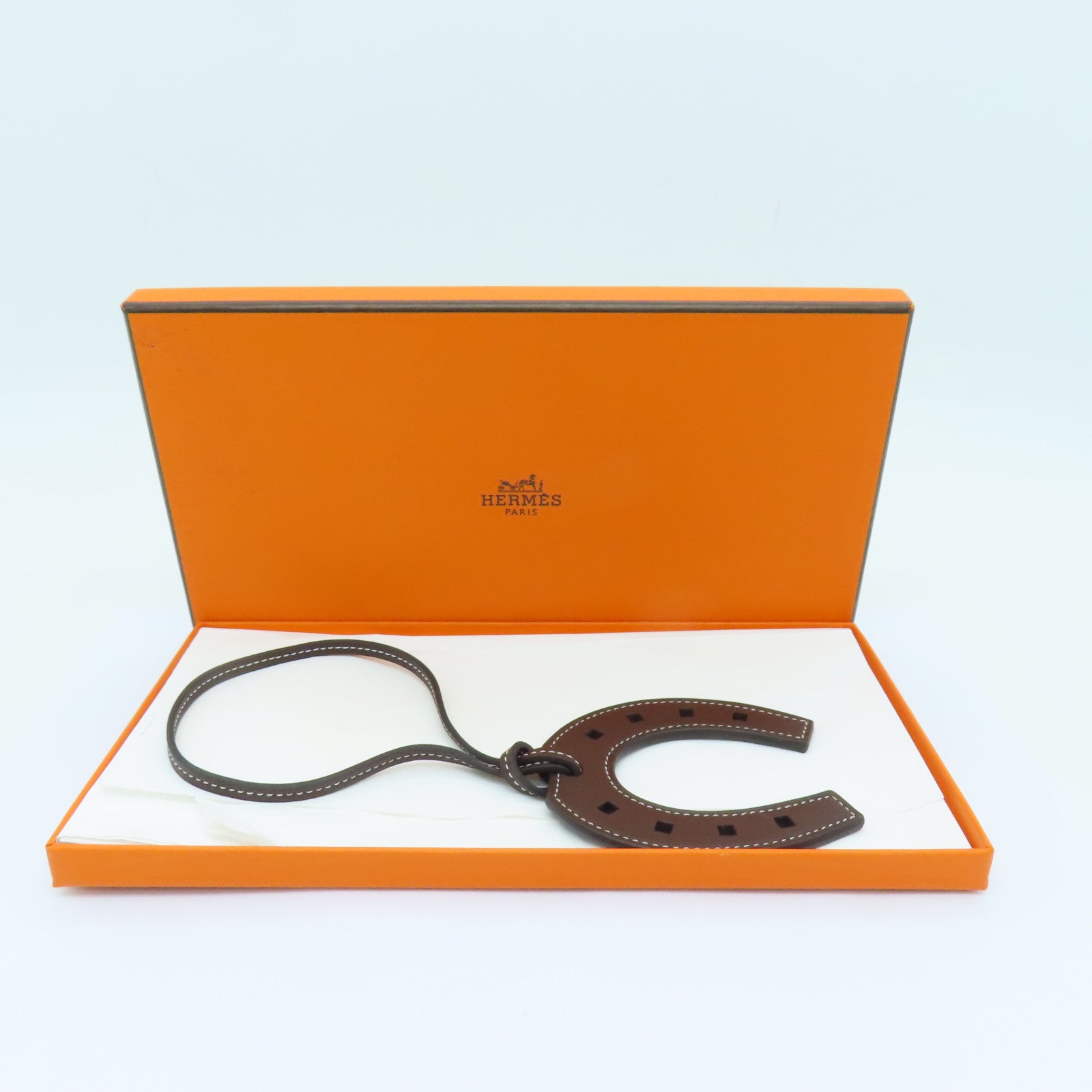 HERMES Swift皮革Paddock Horseshoe Charm掛飾啡色