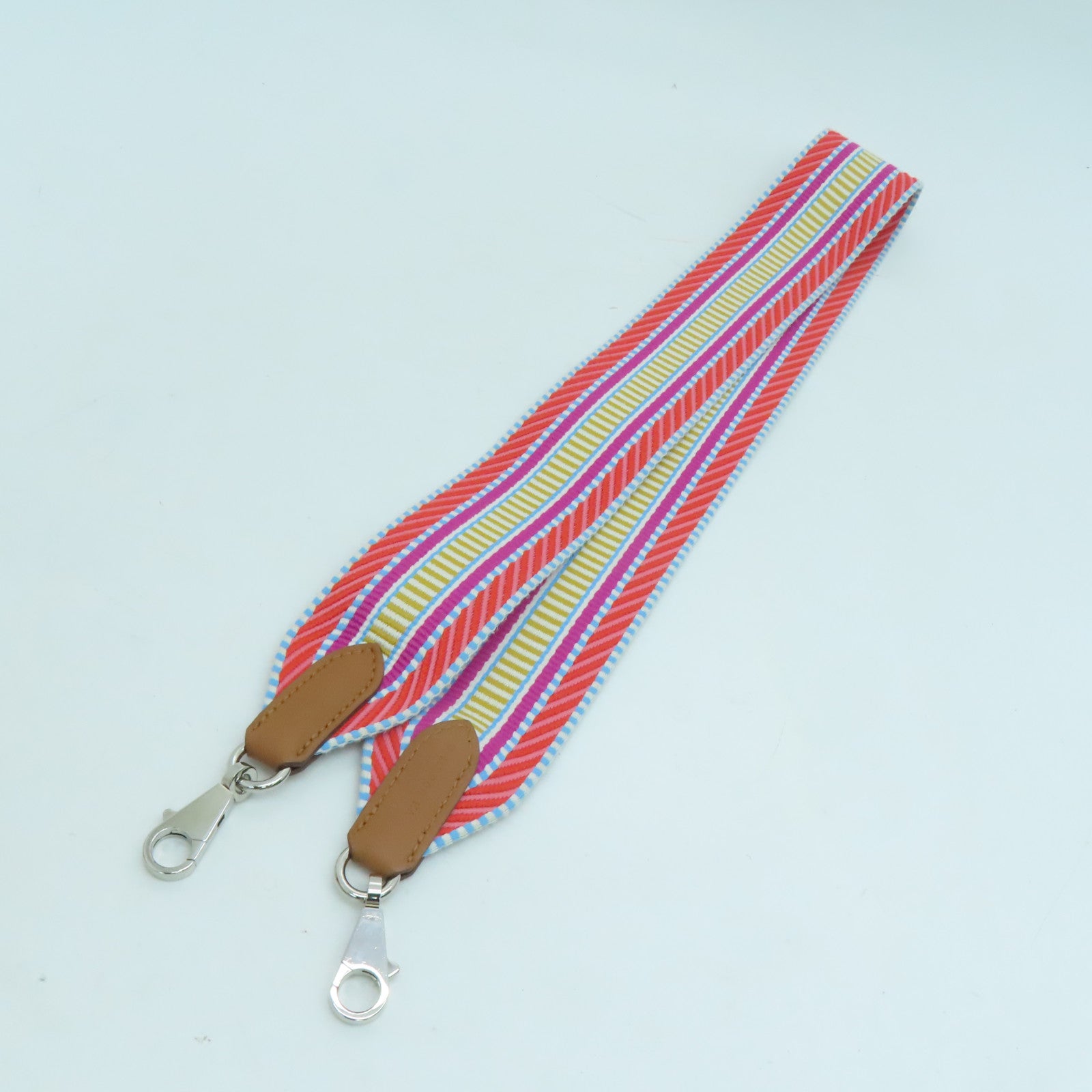 HERMES Canvas Strap Silver Buckle Shoulder Strap Color