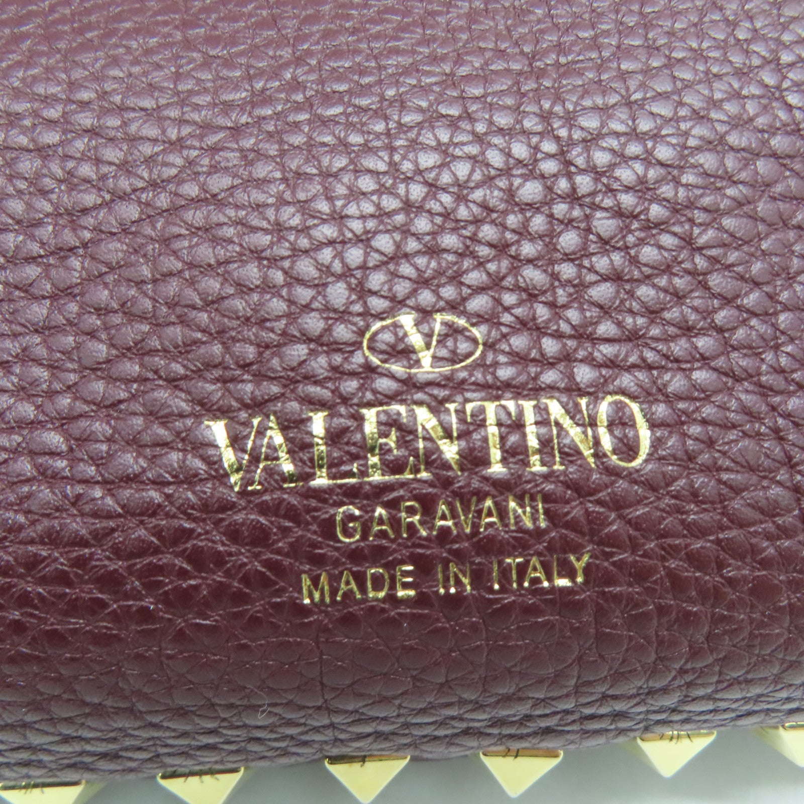 Valentino 牛皮皮革Shoulder Bag金扣肩背袋紅色/啡色