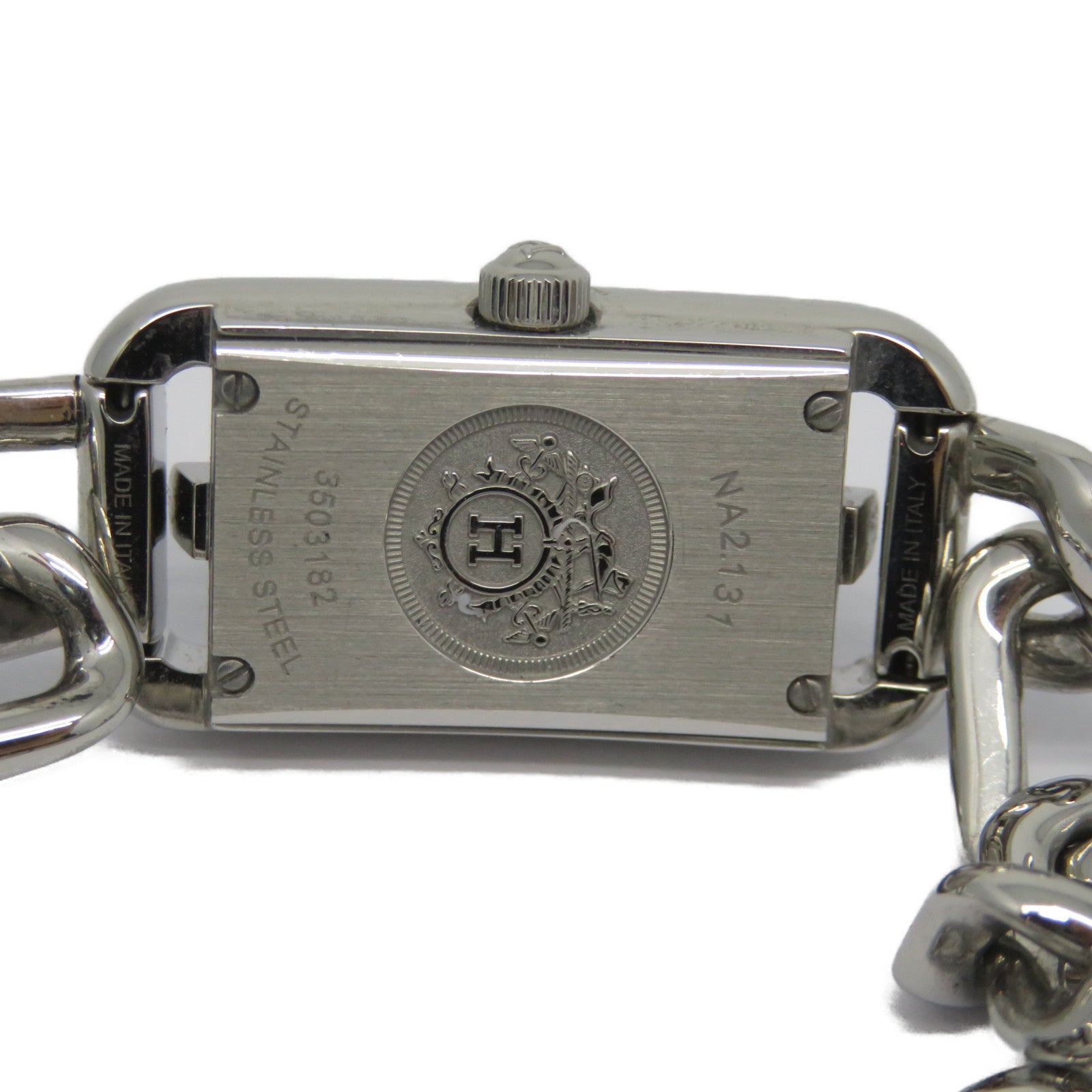 HERMES UHR Natucket Diamond Quartz Watch钻石/不锈钢手表石英机芯银色