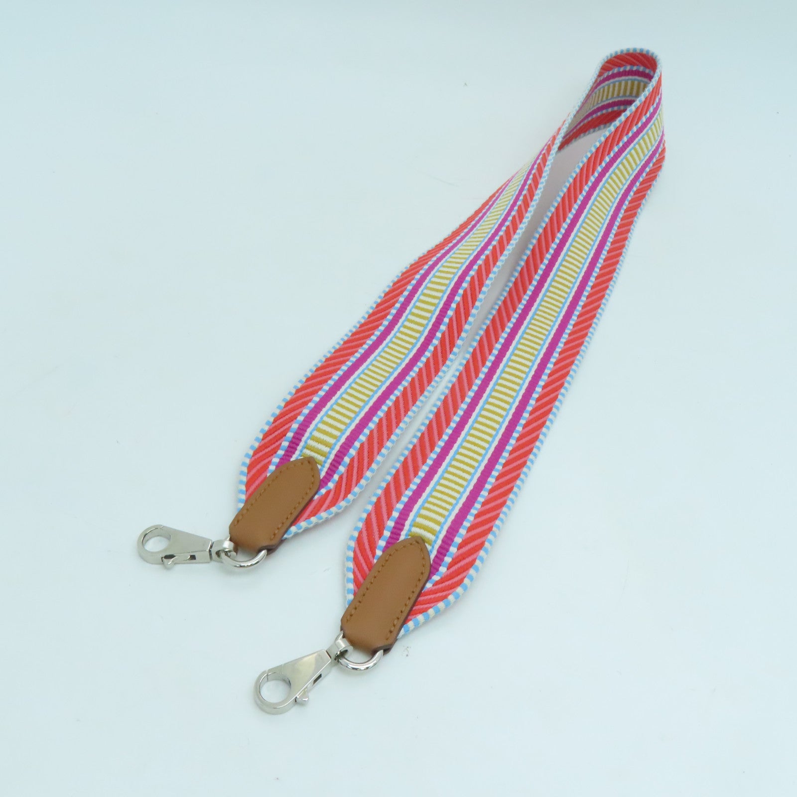 HERMES Canvas Strap Silver Buckle Shoulder Strap Color