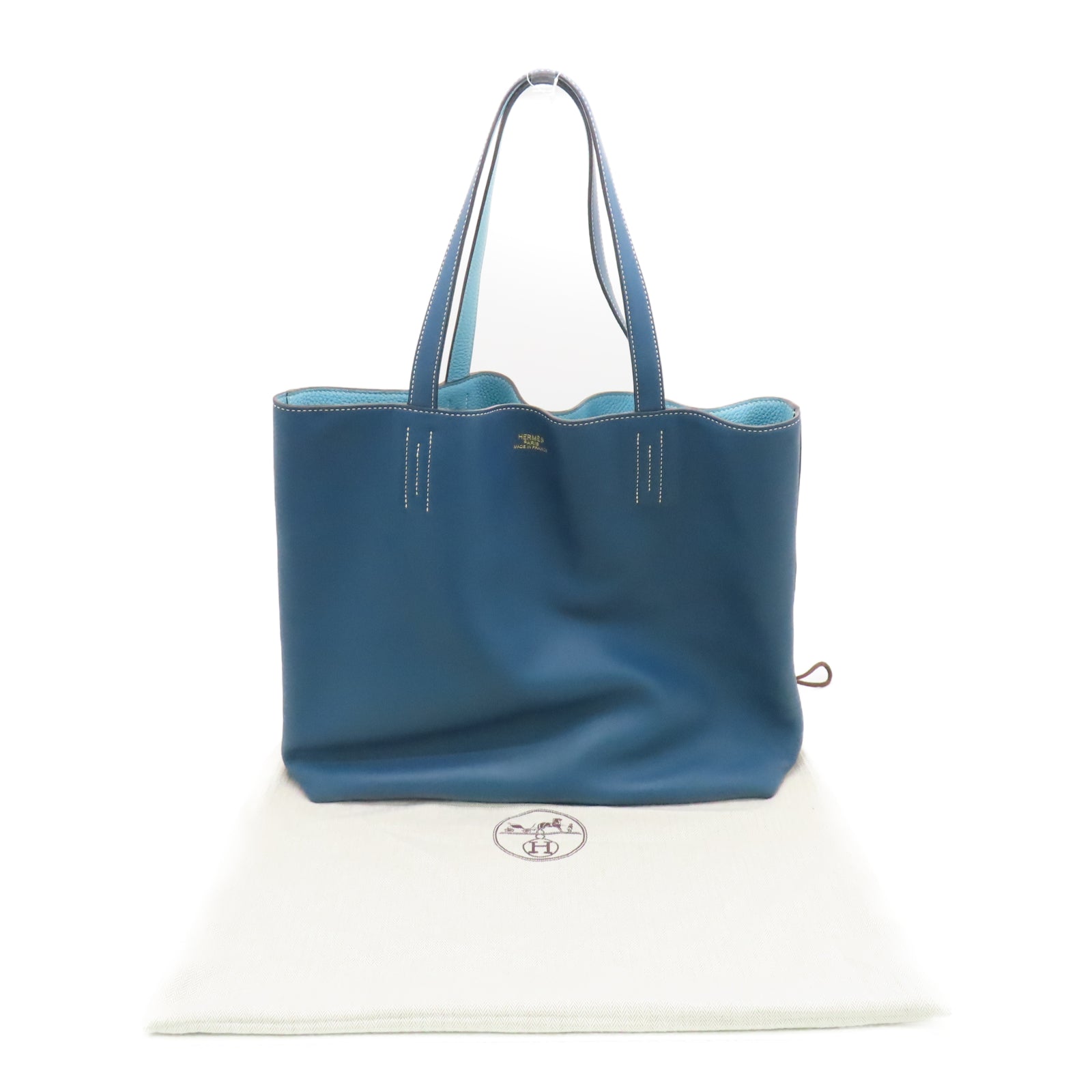 HERMES 【激減優惠】Swift/Clemence皮革Double Sens 45肩背袋深海/馬龍藍色
