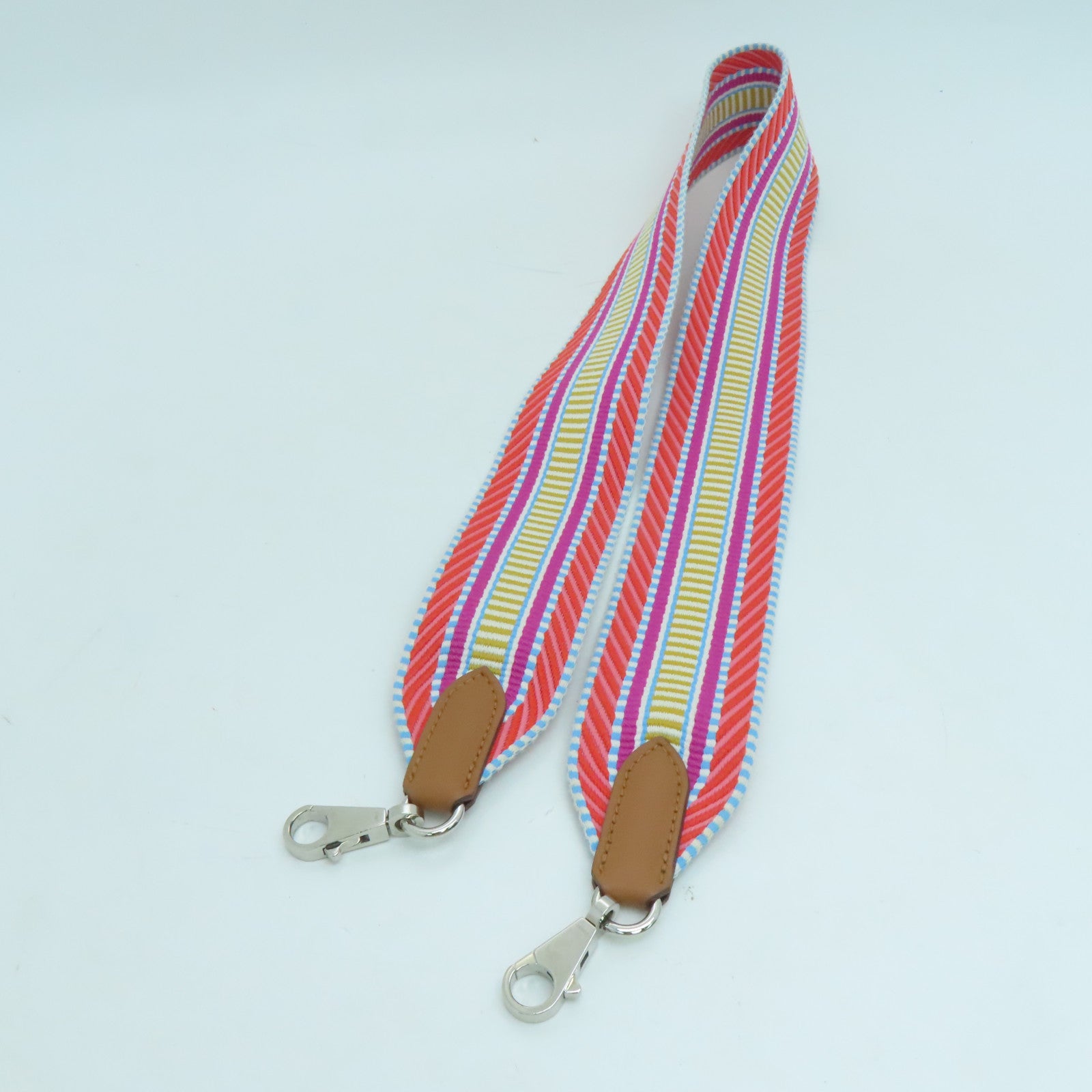 HERMES Canvas Strap Silver Buckle Shoulder Strap Color
