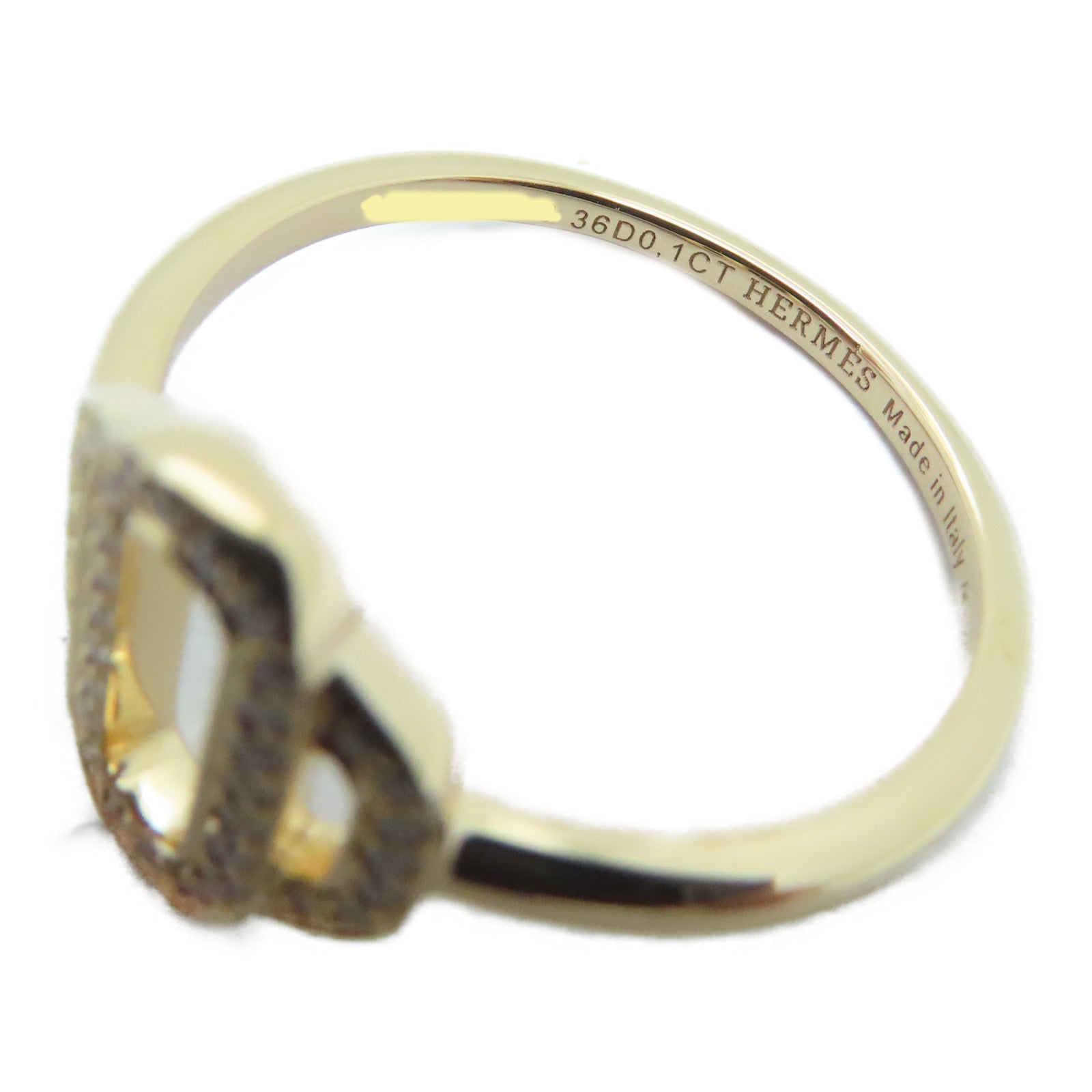 HERMES [Sharp Discount] 18K Rose Gold Attelage Ring 0.1ct Diamond Ring Hermes#54/US#6.75