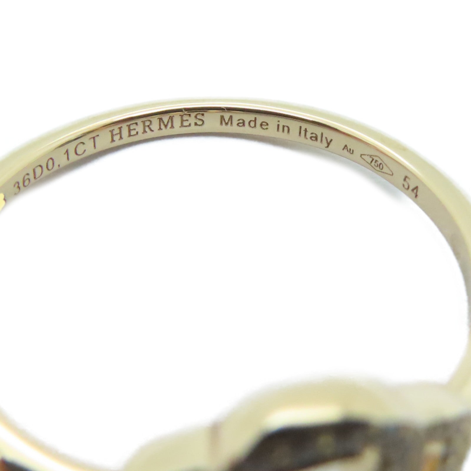 HERMES [Sharp Discount] 18K Rose Gold Attelage Ring 0.1ct Diamond Ring Hermes#54/US#6.75