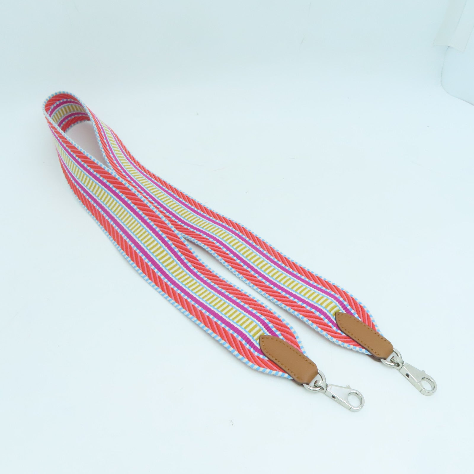 HERMES Canvas Strap Silver Buckle Shoulder Strap Color