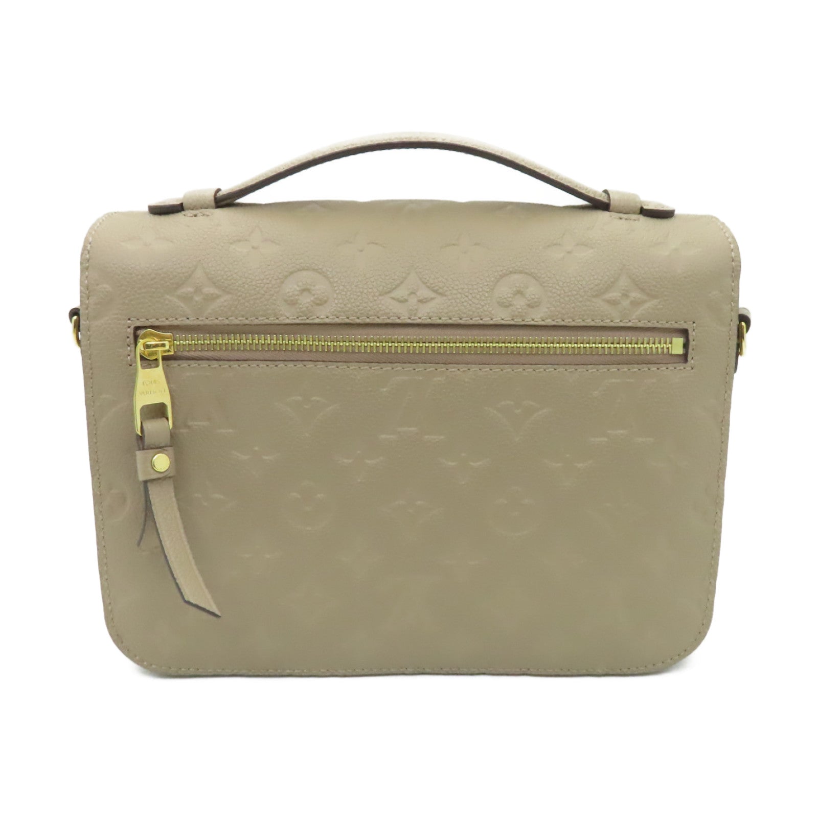 LOUIS VUITTON Monogram Empreinte Pochette Metis金扣手挽肩背兩用袋米色