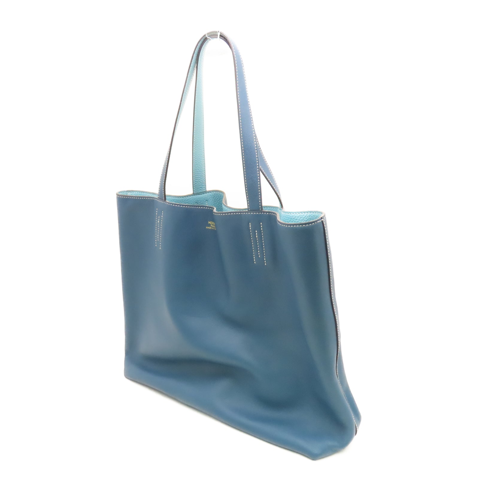 HERMES 【激減優惠】Swift/Clemence皮革Double Sens 45肩背袋深海/馬龍藍色