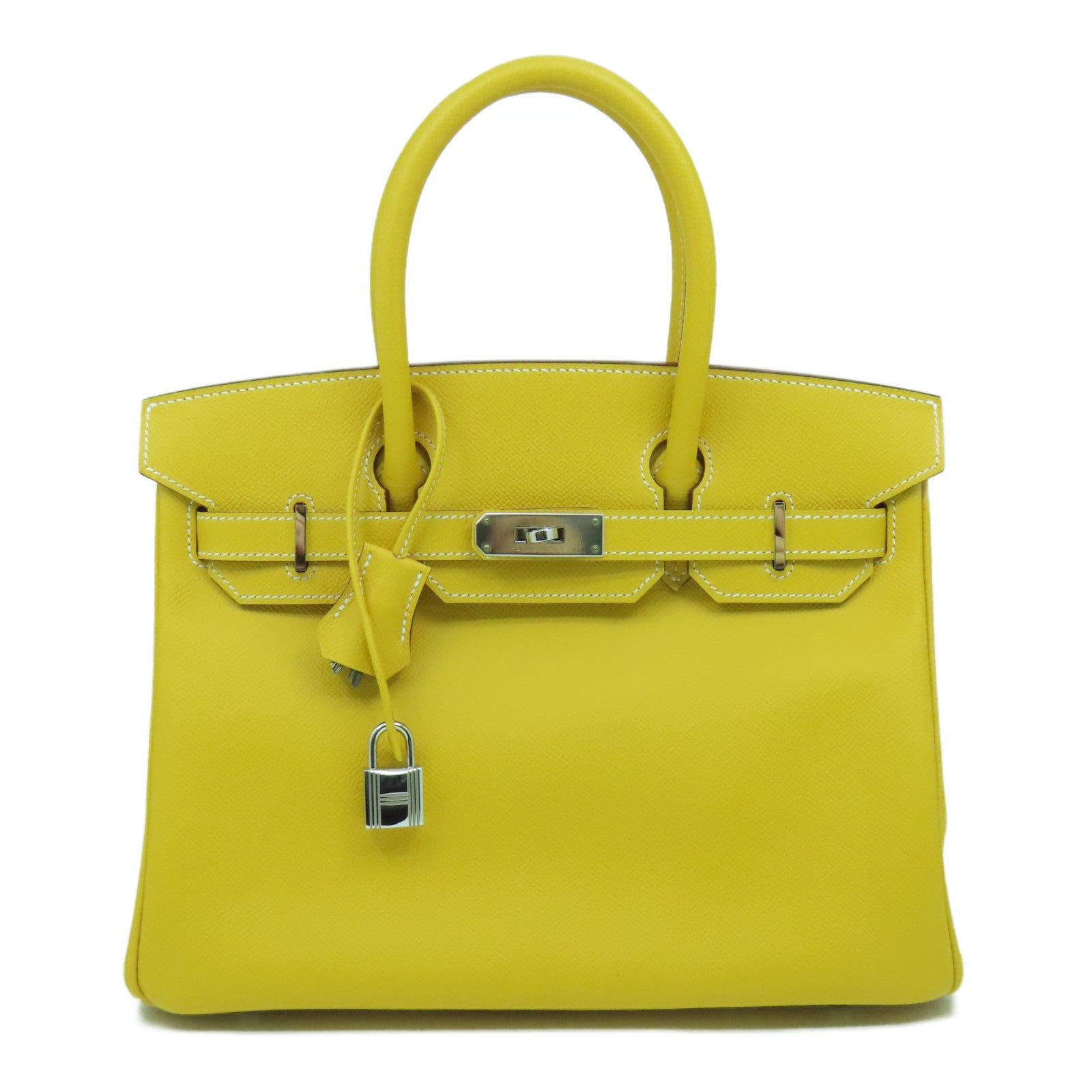HERMES Epsom皮革Birkin 30銀扣手挽袋Moutarde芥末黃色