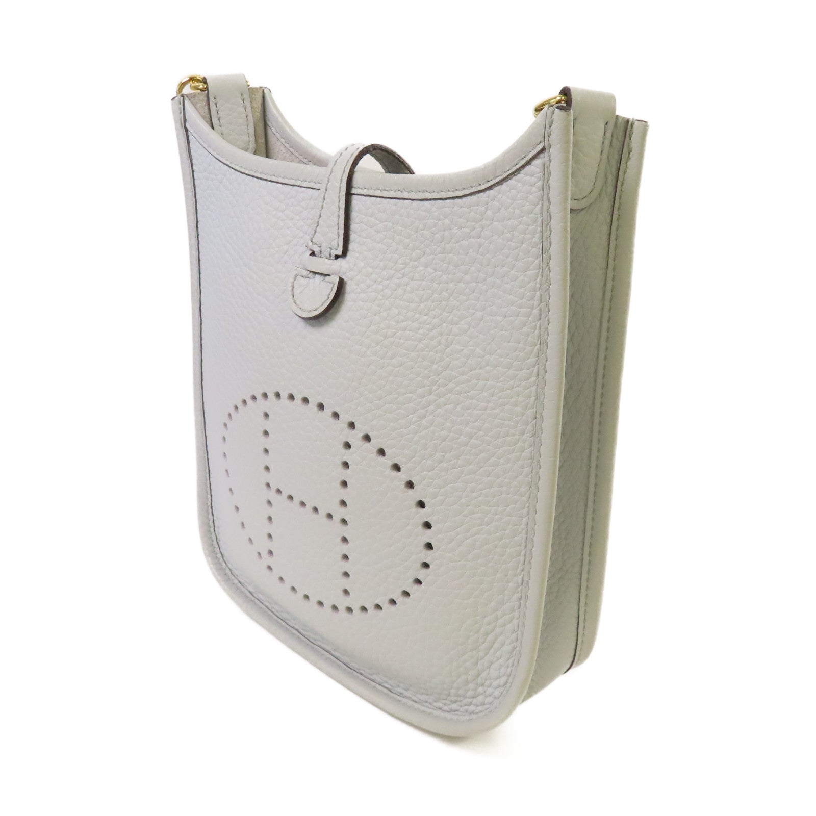 HERMES Clemence皮革Evelyne TPM Shoulder Bag銀扣肩背袋Bleu Pale淺藍色