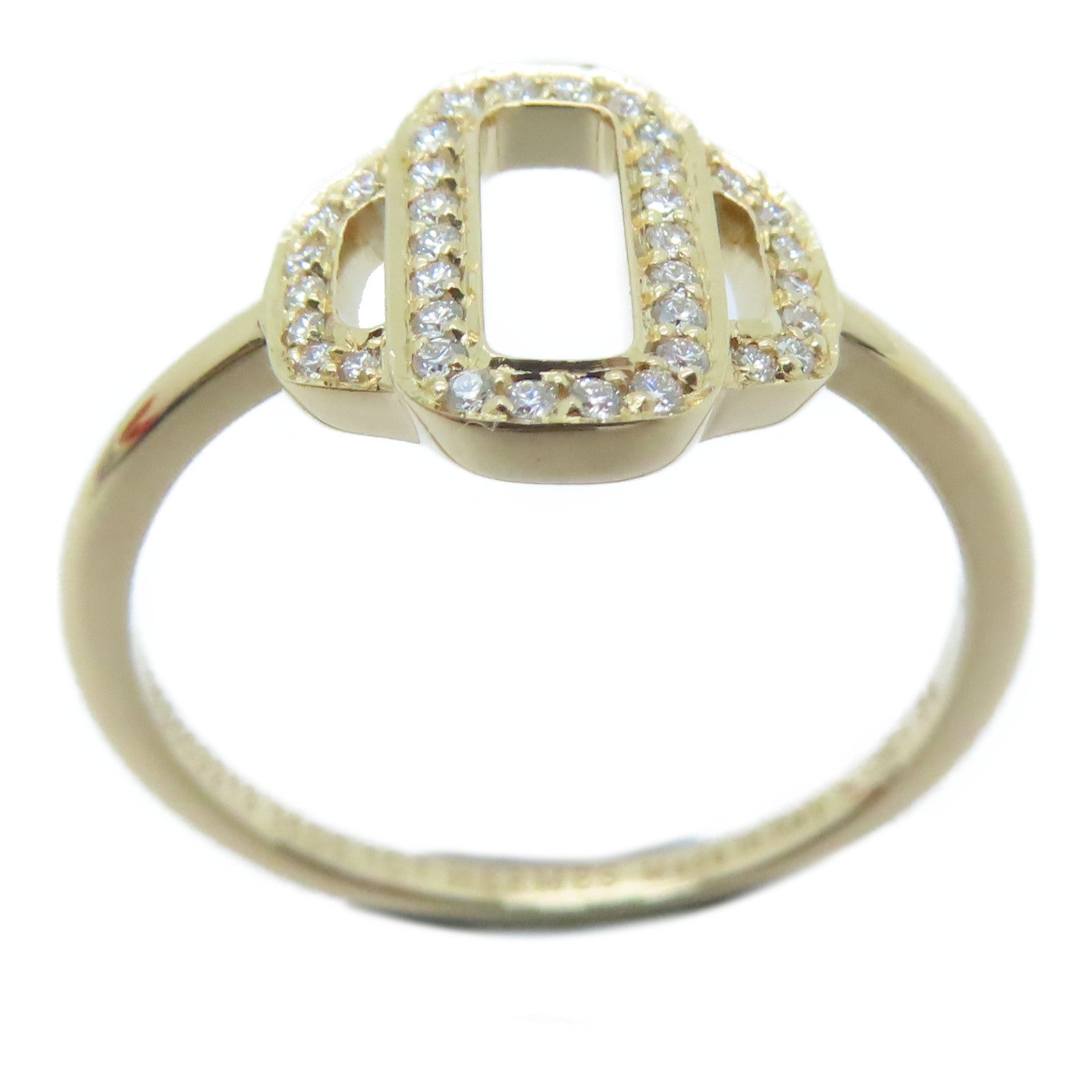 HERMES [Sharp Discount] 18K Rose Gold Attelage Ring 0.1ct Diamond Ring Hermes#54/US#6.75