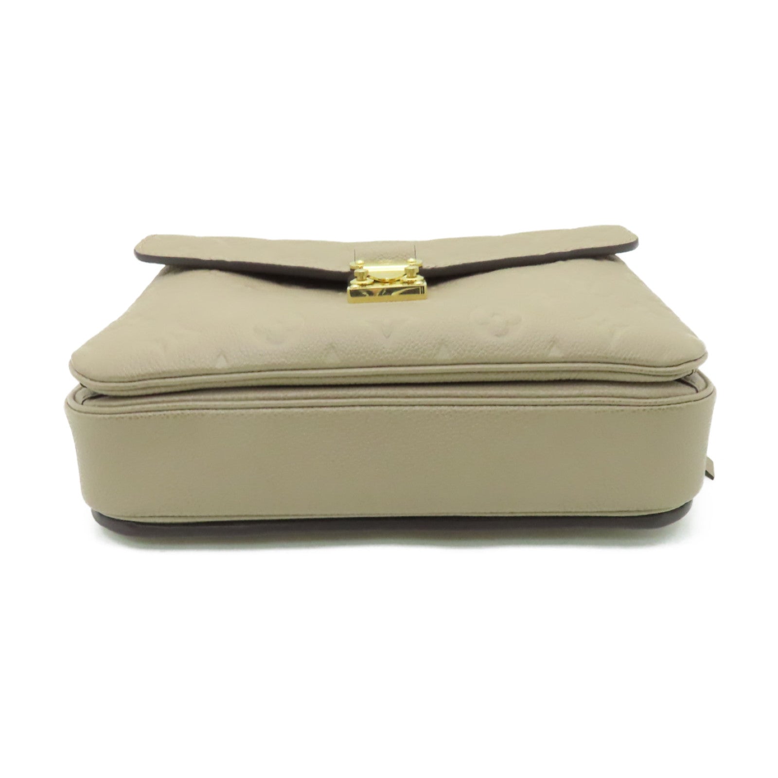 LOUIS VUITTON Monogram Empreinte Pochette Metis金扣手挽肩背兩用袋米色