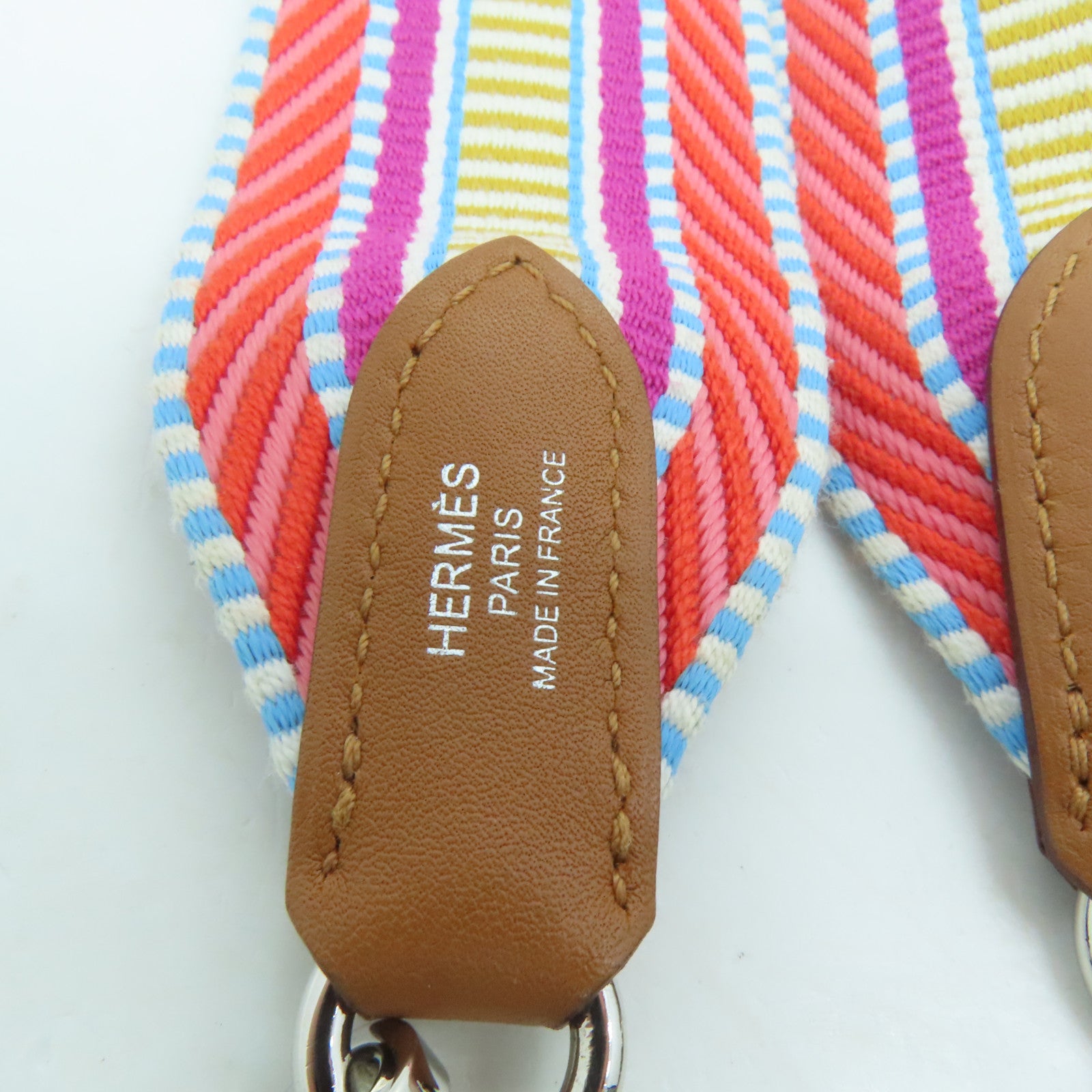HERMES Canvas Strap Silver Buckle Shoulder Strap Color