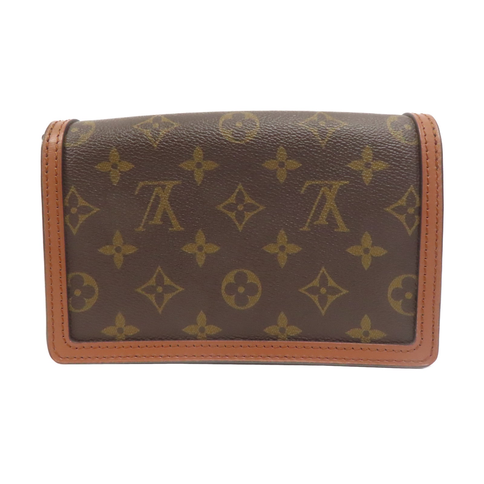 LOUIS VUITTON Monogram Reverse Dauphine Wallet On Chain金扣肩背袋啡色