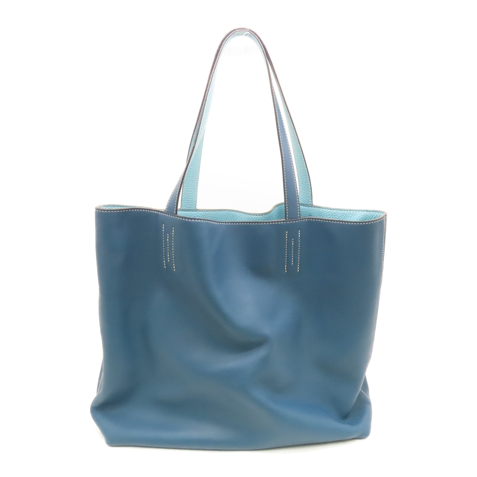 HERMES 【激減優惠】Swift/Clemence皮革Double Sens 45肩背袋深海/馬龍藍色