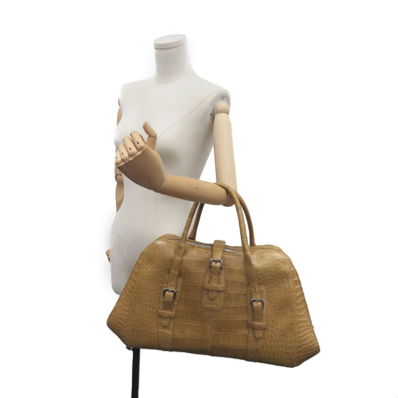 LOEWE 【激减优惠】鳄鱼皮革Hand Bag啡色
