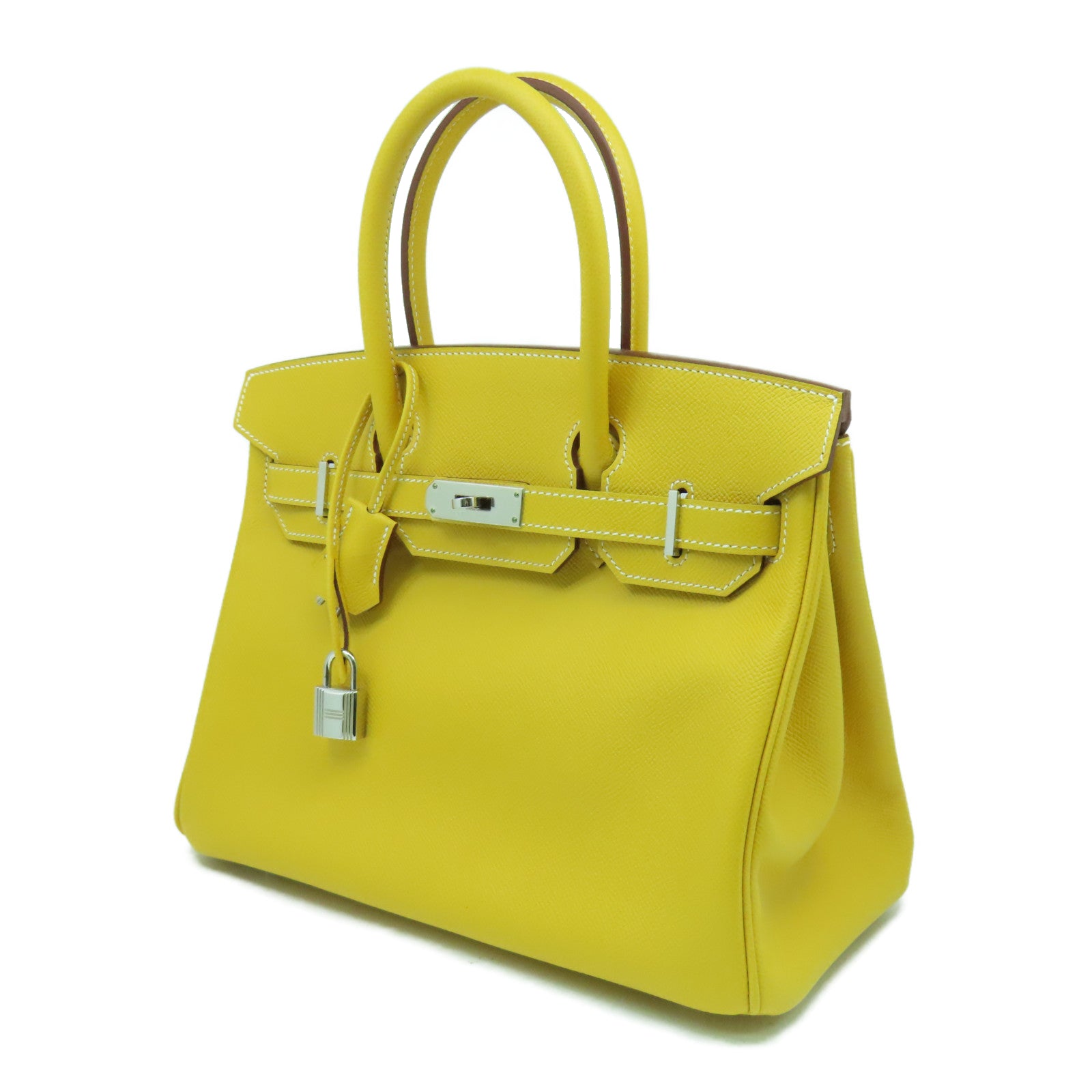 HERMES Epsom皮革Birkin 30銀扣手挽袋Moutarde芥末黃色
