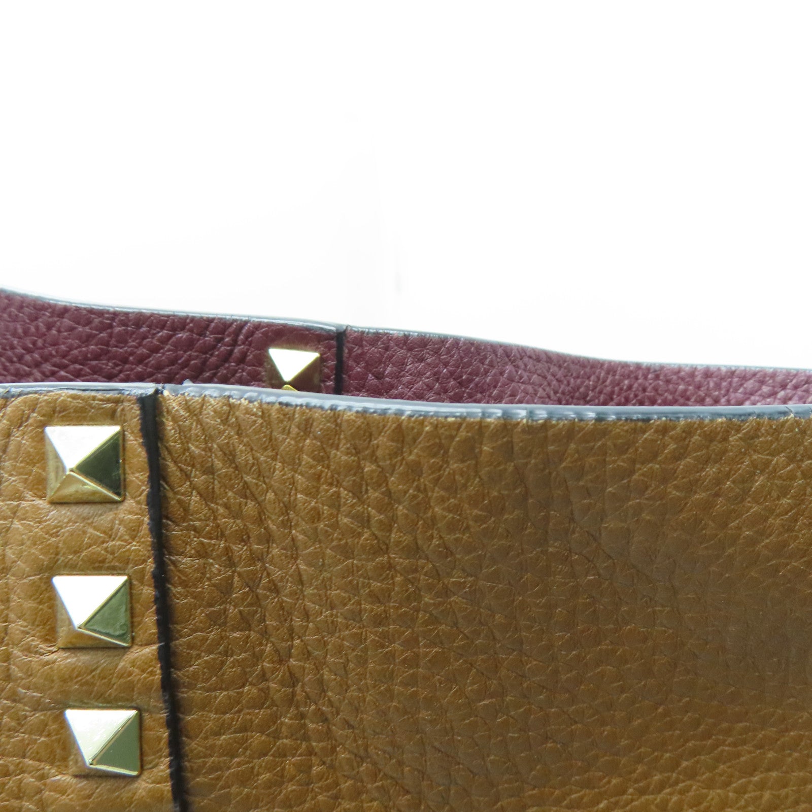 Valentino 牛皮皮革Shoulder Bag金扣肩背袋紅色/啡色