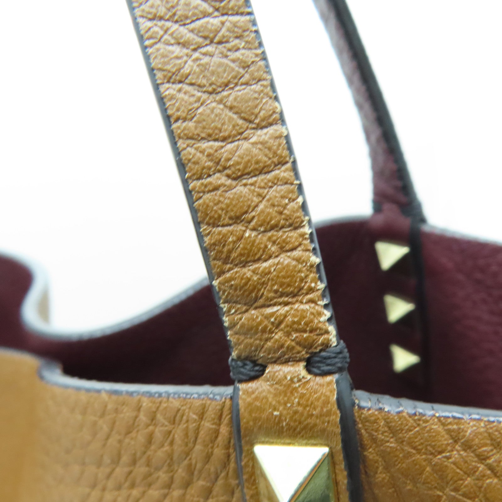 Valentino 牛皮皮革Shoulder Bag金扣肩背袋紅色/啡色