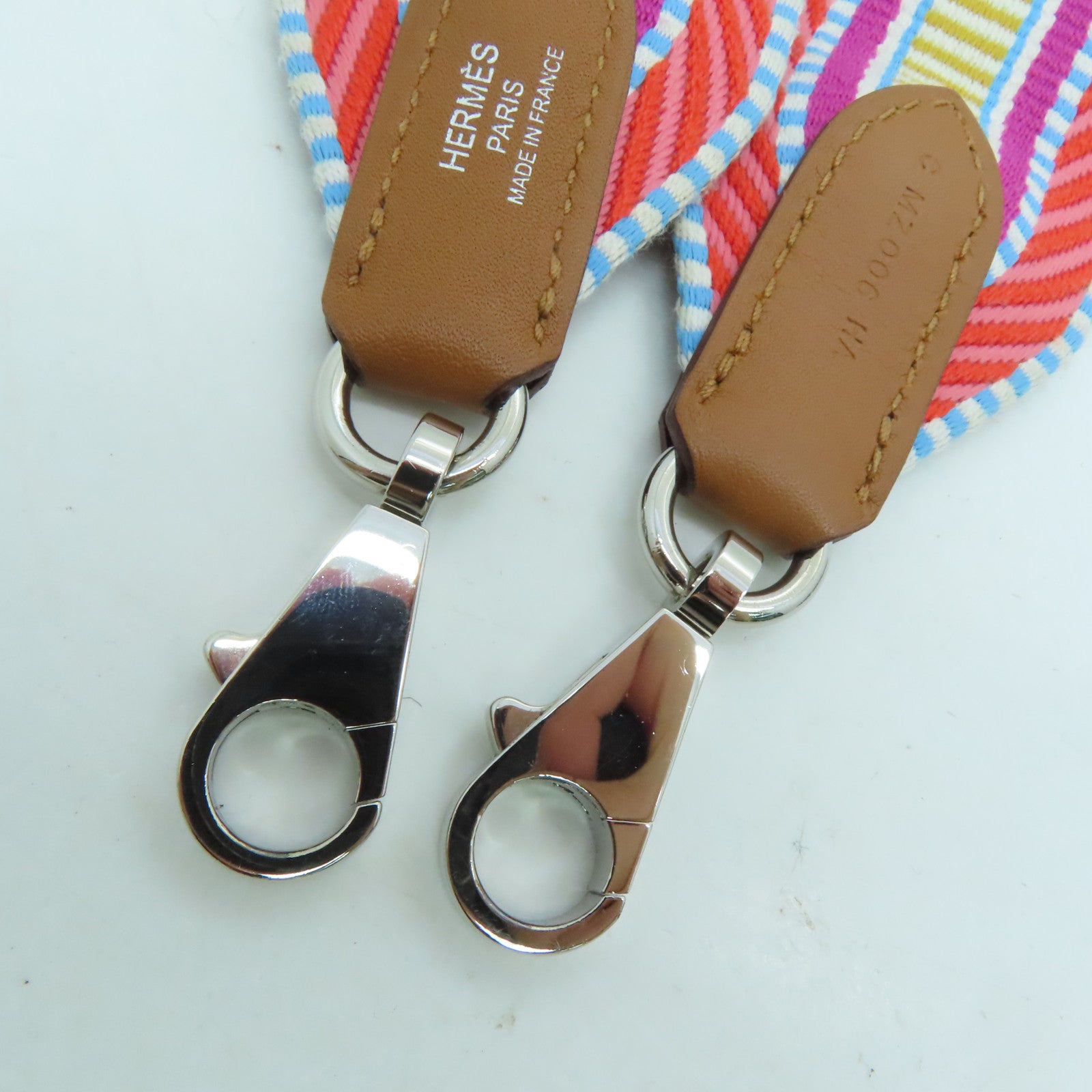 HERMES Canvas Strap Silver Buckle Shoulder Strap Color