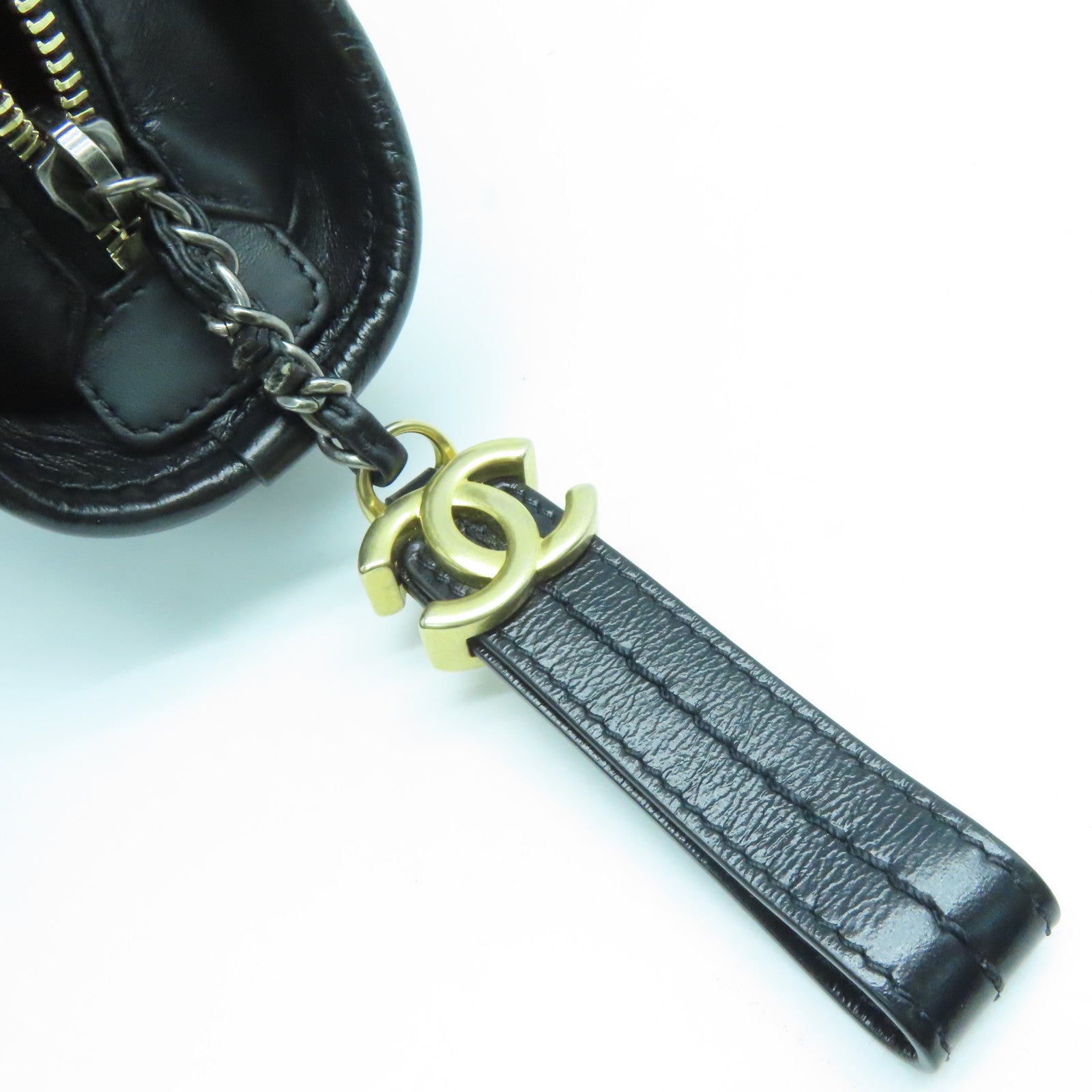 CHANEL 菱格牛皮皮革Gabrielle链带肩背袋黑色