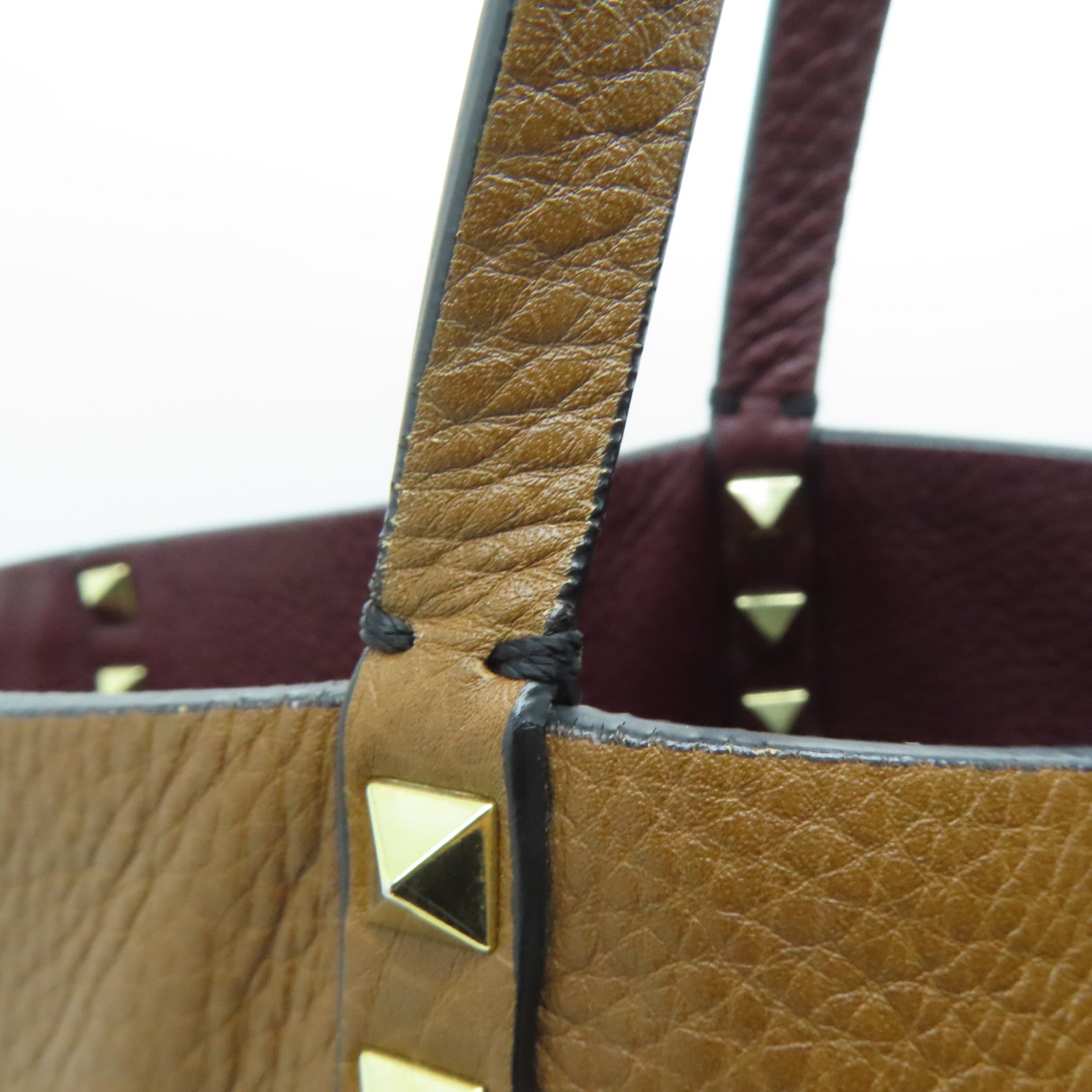 Valentino 牛皮皮革Shoulder Bag金扣肩背袋紅色/啡色