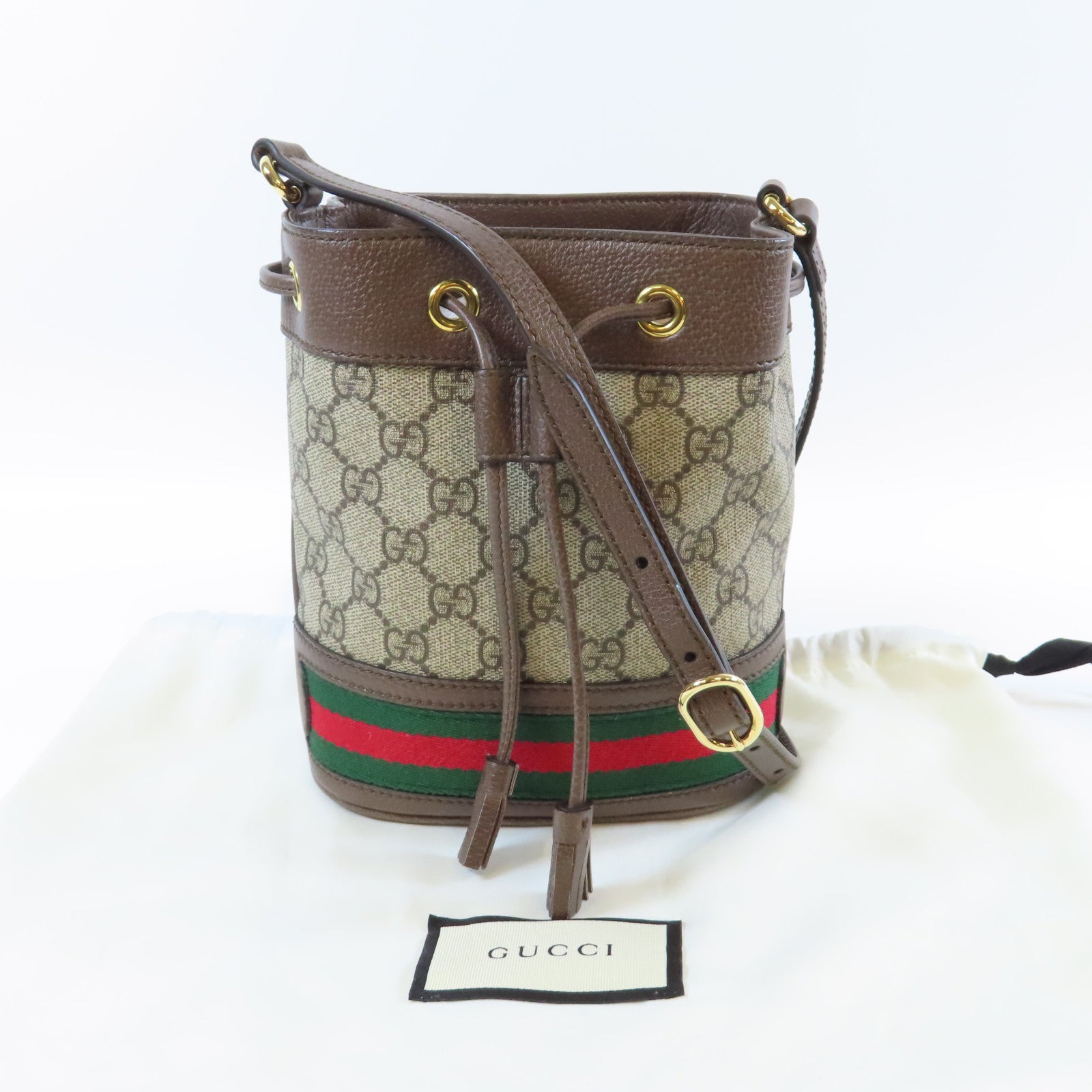 GUCCI 塗層帆布Ophidia GG Mini Bucket金扣肩背袋啡色
