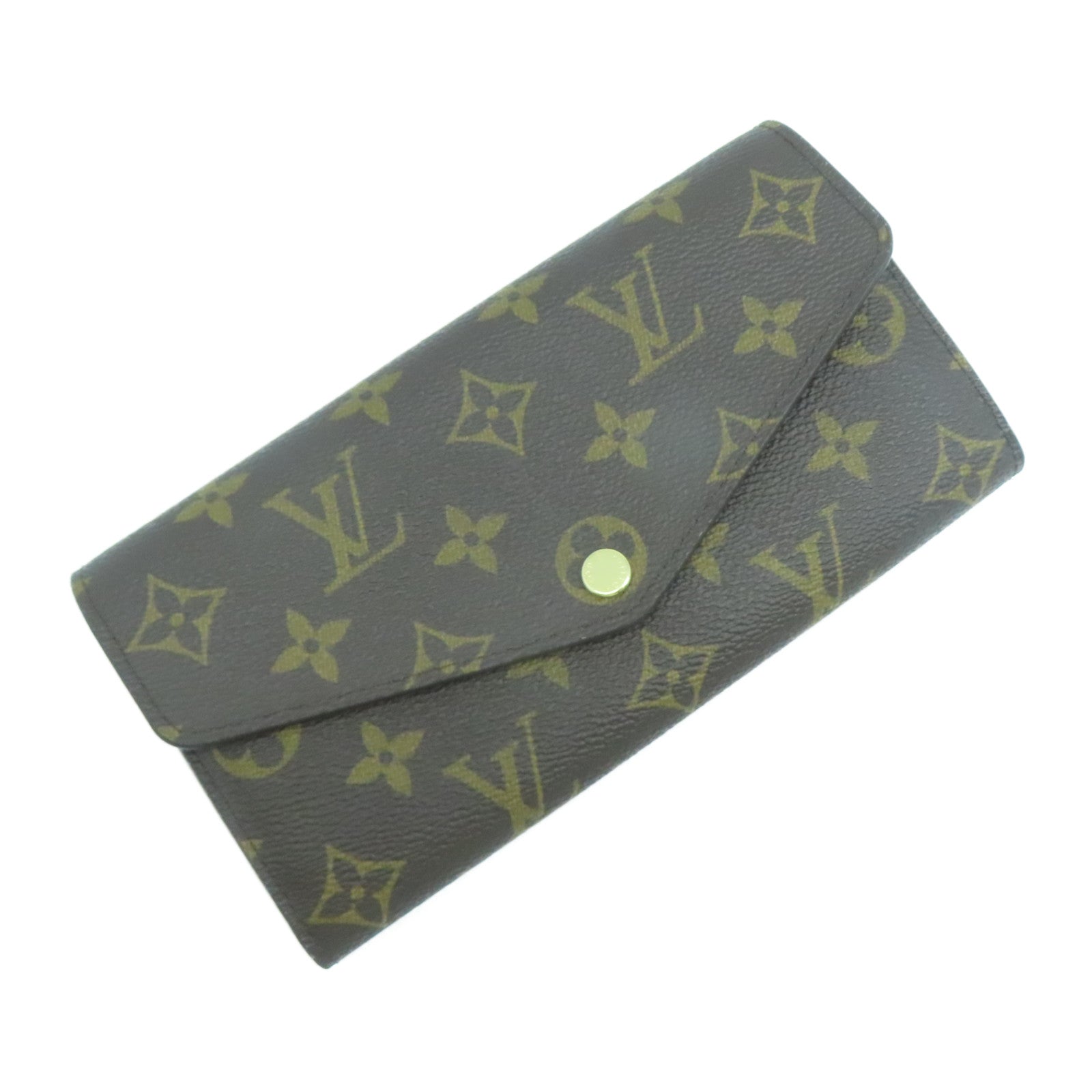 LOUIS VUITTON Monogram Sarah Wallet金扣長錢包啡色