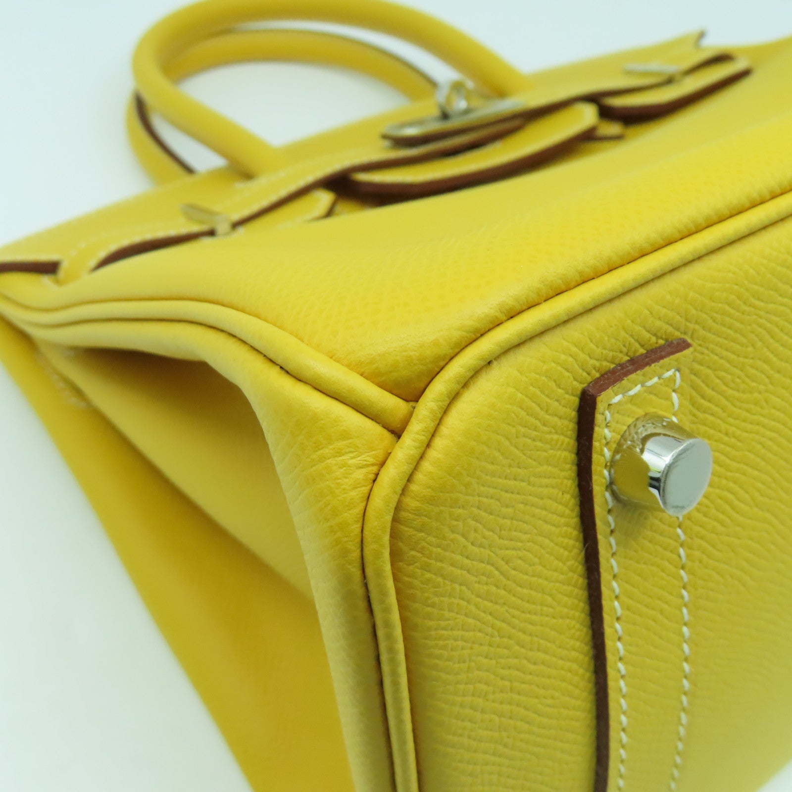 HERMES Epsom皮革Birkin 30銀扣手挽袋Moutarde芥末黃色