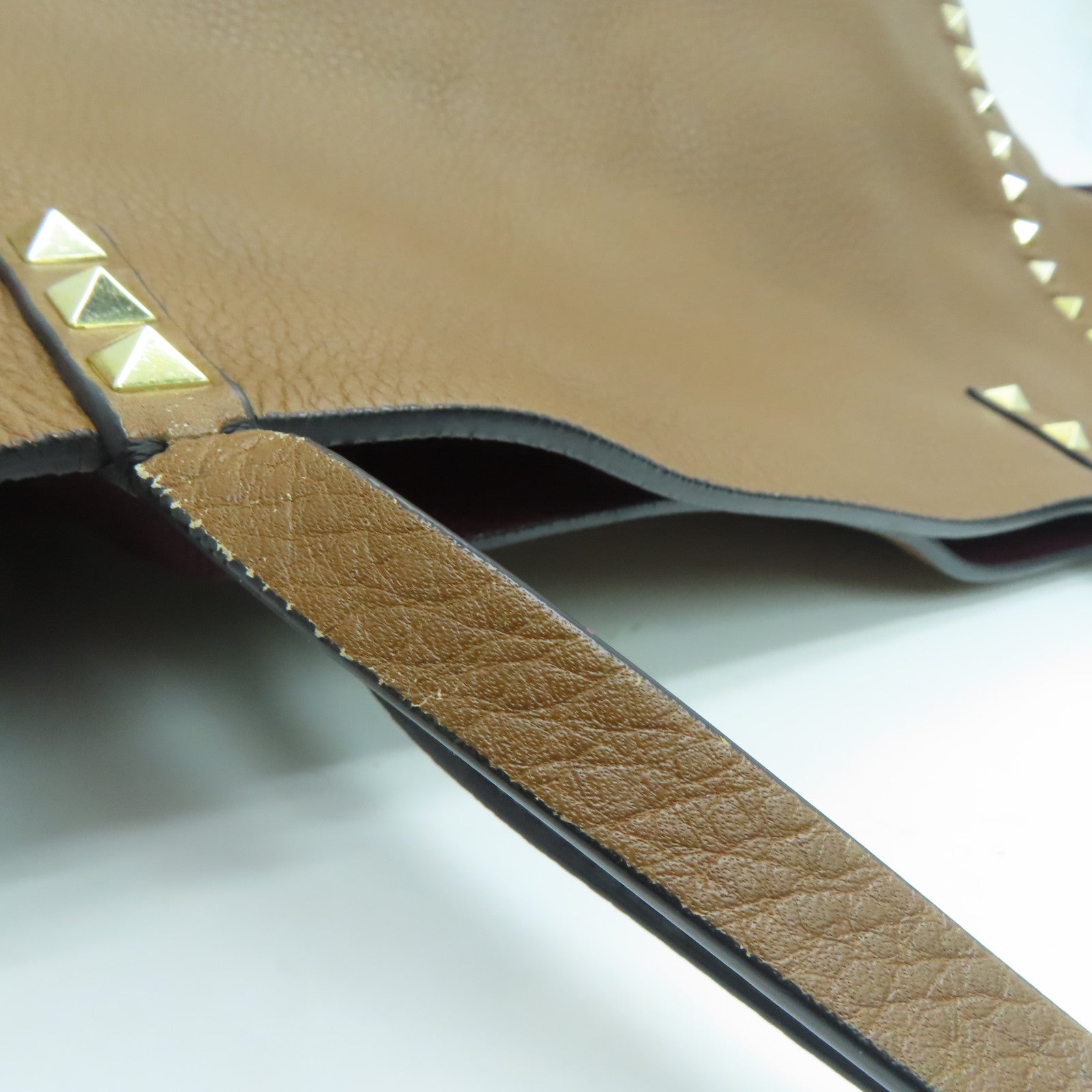 Valentino 牛皮皮革Shoulder Bag金扣肩背袋紅色/啡色