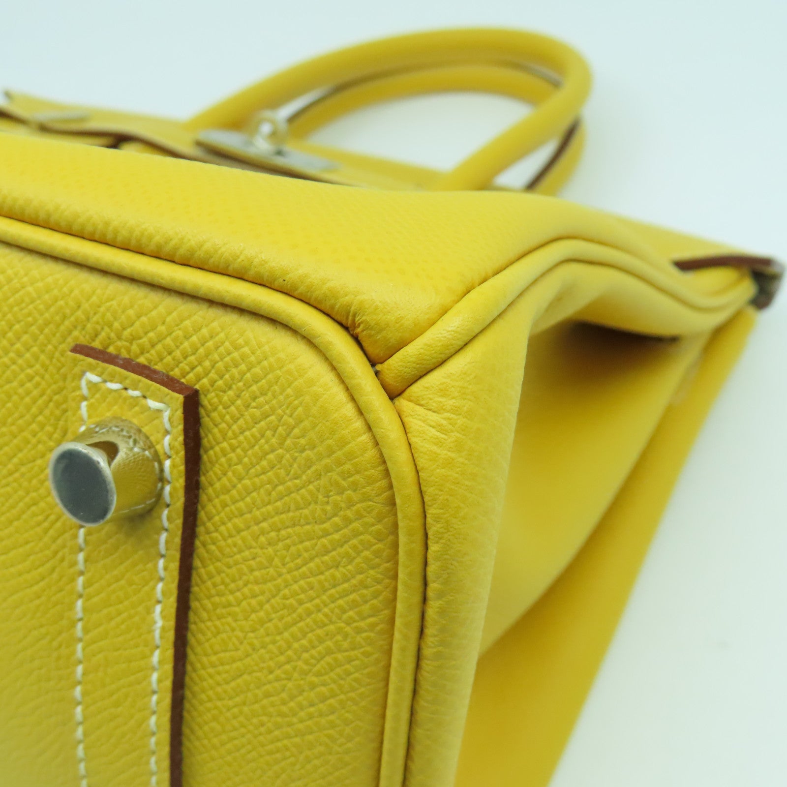 HERMES Epsom皮革Birkin 30銀扣手挽袋Moutarde芥末黃色