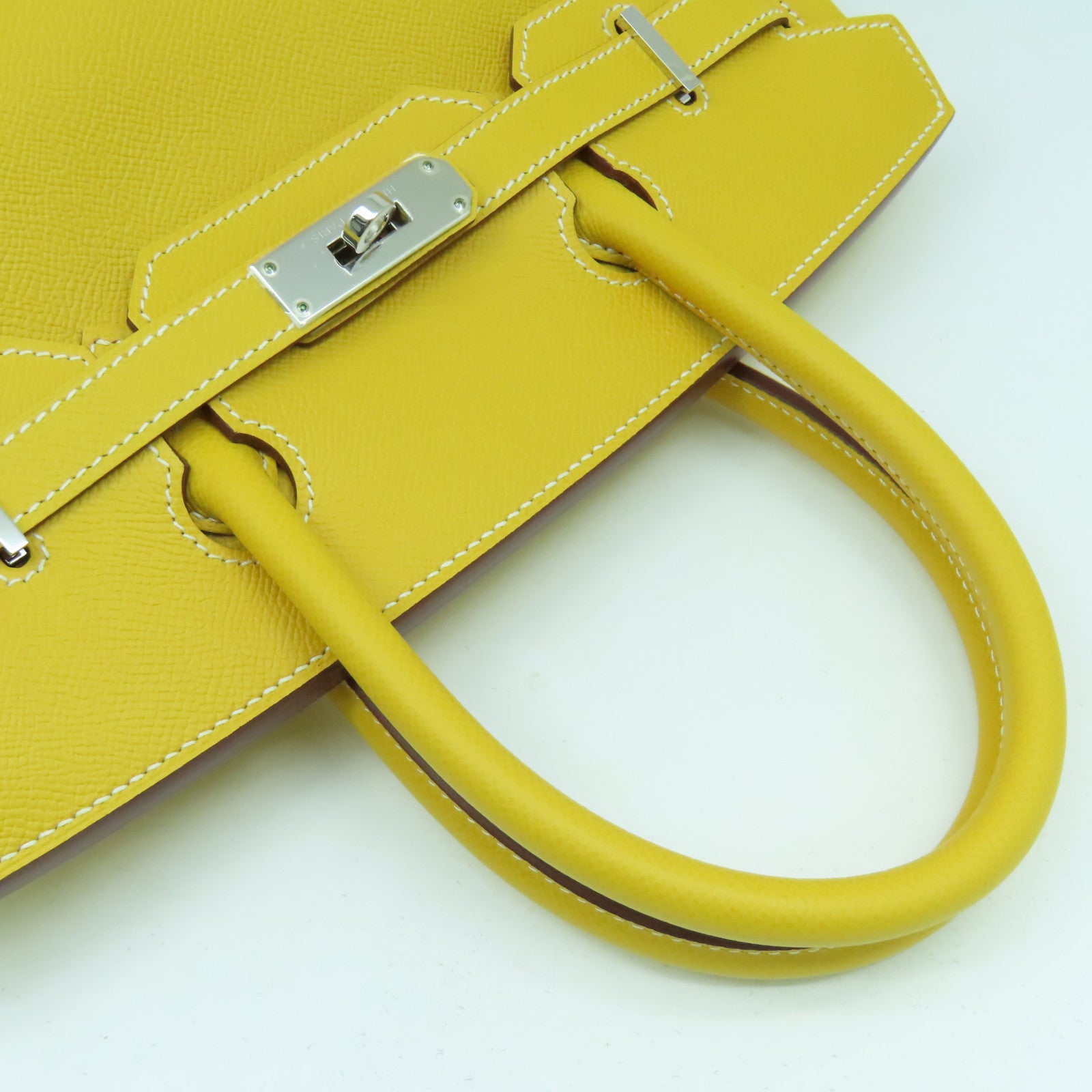 HERMES Epsom皮革Birkin 30銀扣手挽袋Moutarde芥末黃色
