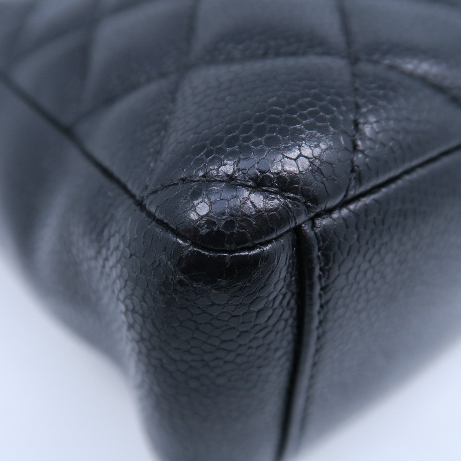 CHANEL 菱格Caviar皮革PST Petite Shopping Tote Bag金扣鏈帶肩背袋黑色