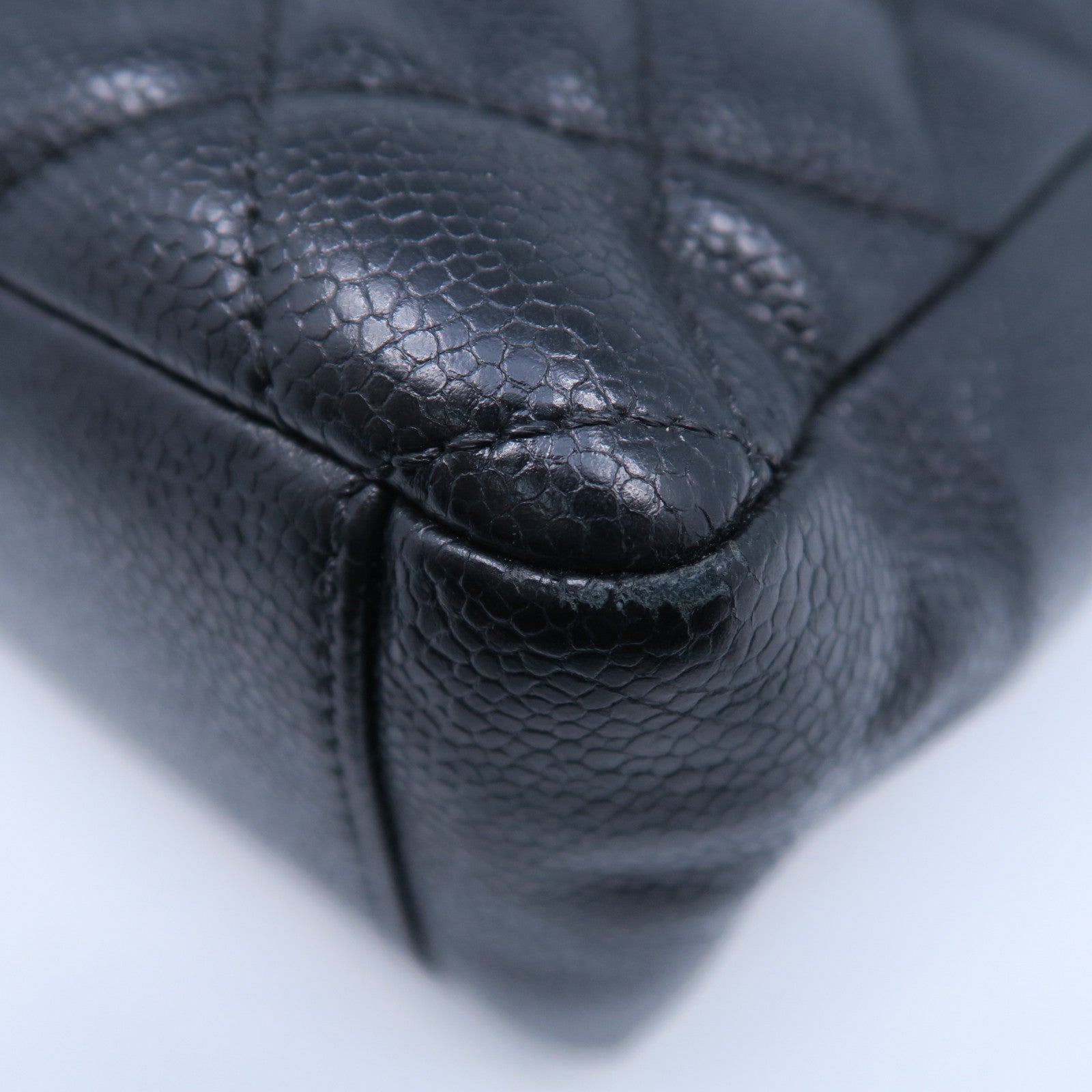 CHANEL 菱格Caviar皮革PST Petite Shopping Tote Bag金扣鏈帶肩背袋黑色