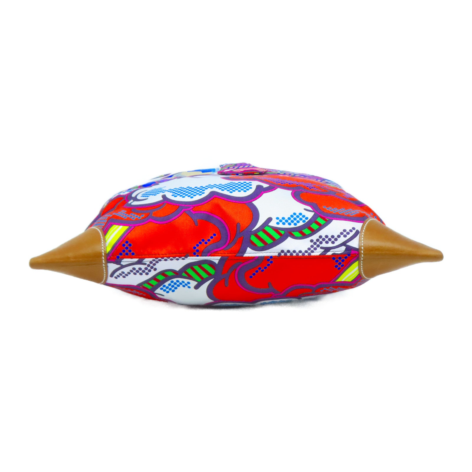 HERMES 絲質/皮革Silky City銀扣肩背袋彩色