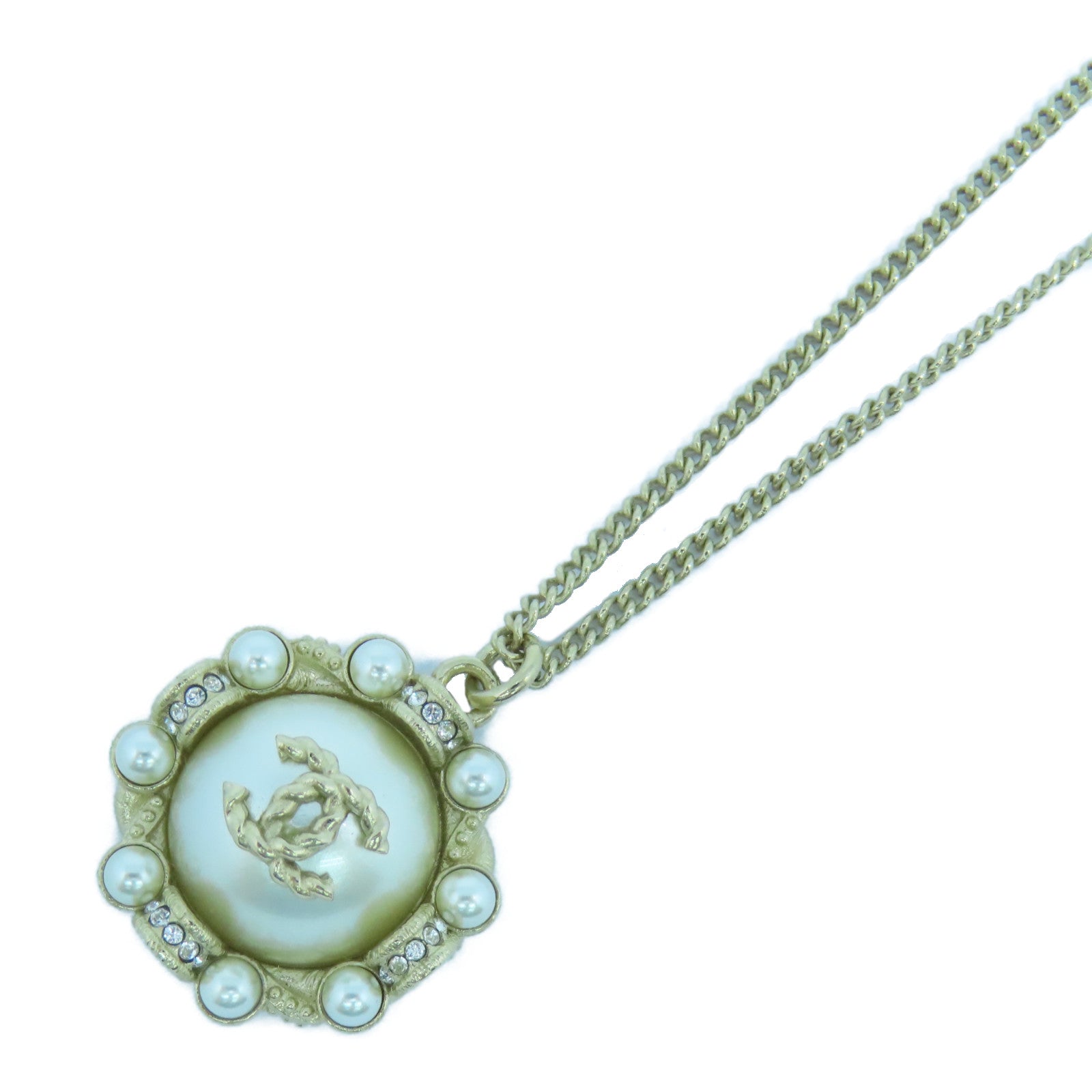 CHANEL 金屬Necklace金扣項鍊金色
