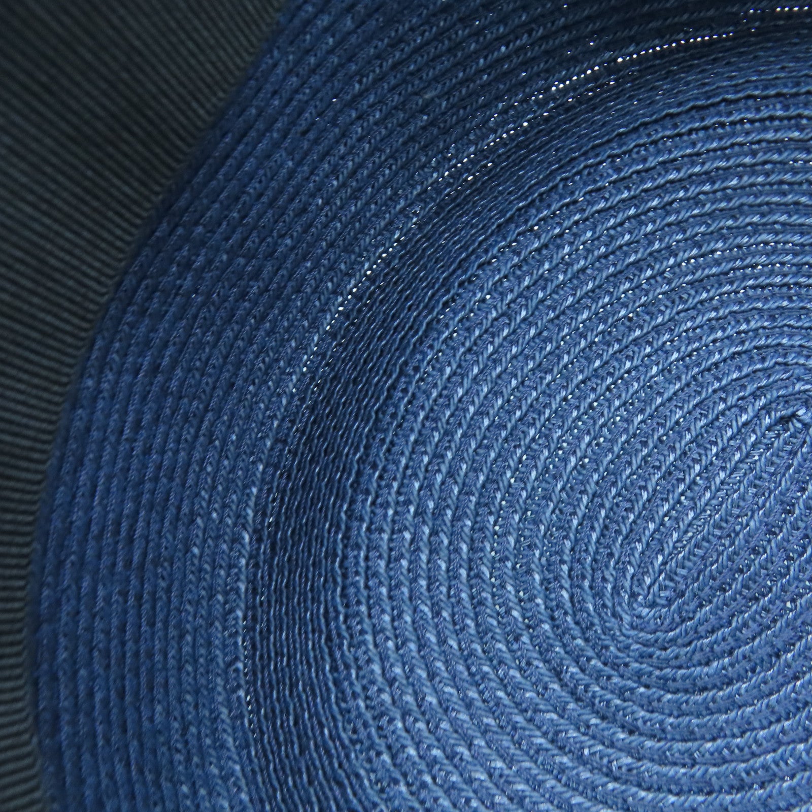HERMES Rattan Fedora Hat Dark Blue #56