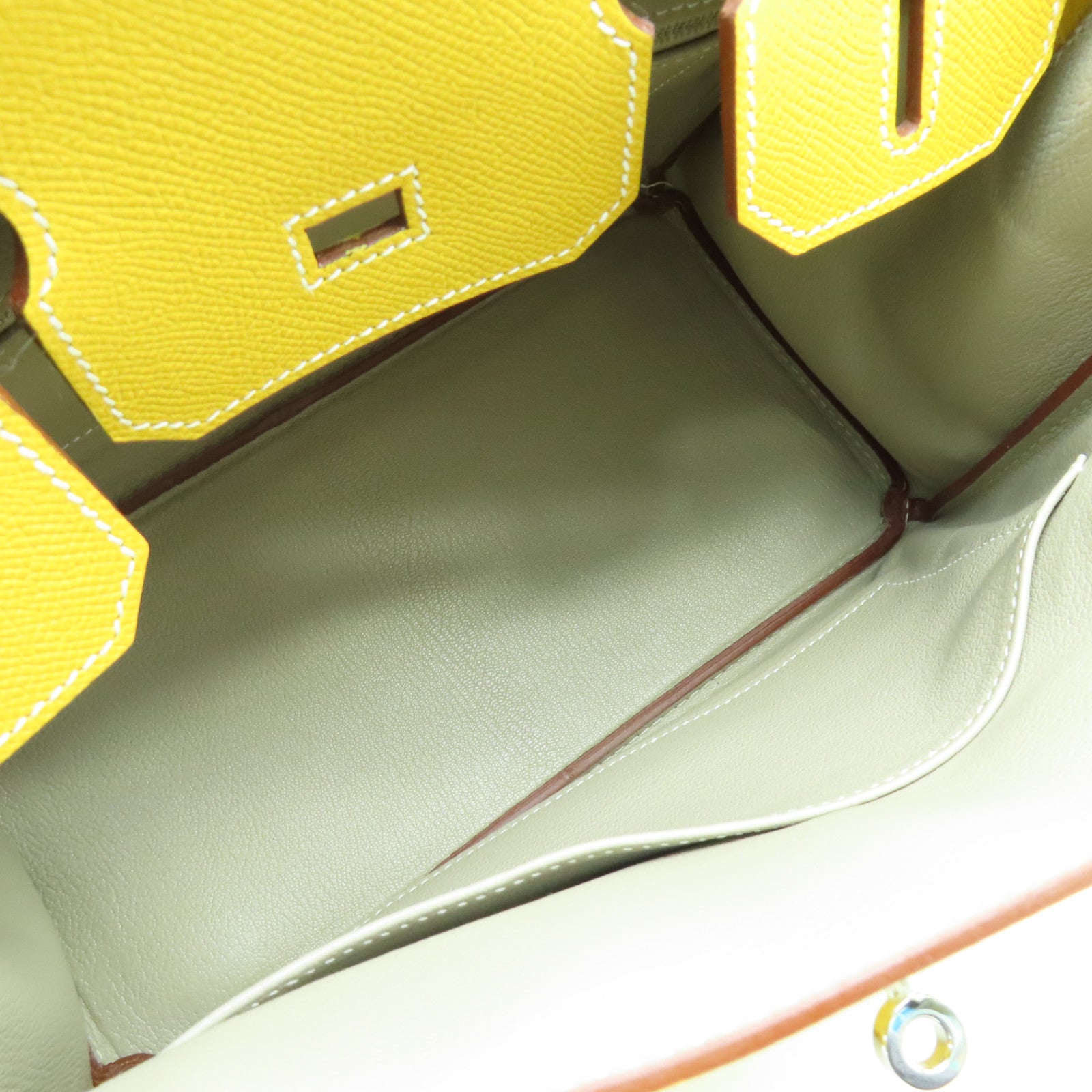 HERMES Epsom皮革Birkin 30銀扣手挽袋Moutarde芥末黃色