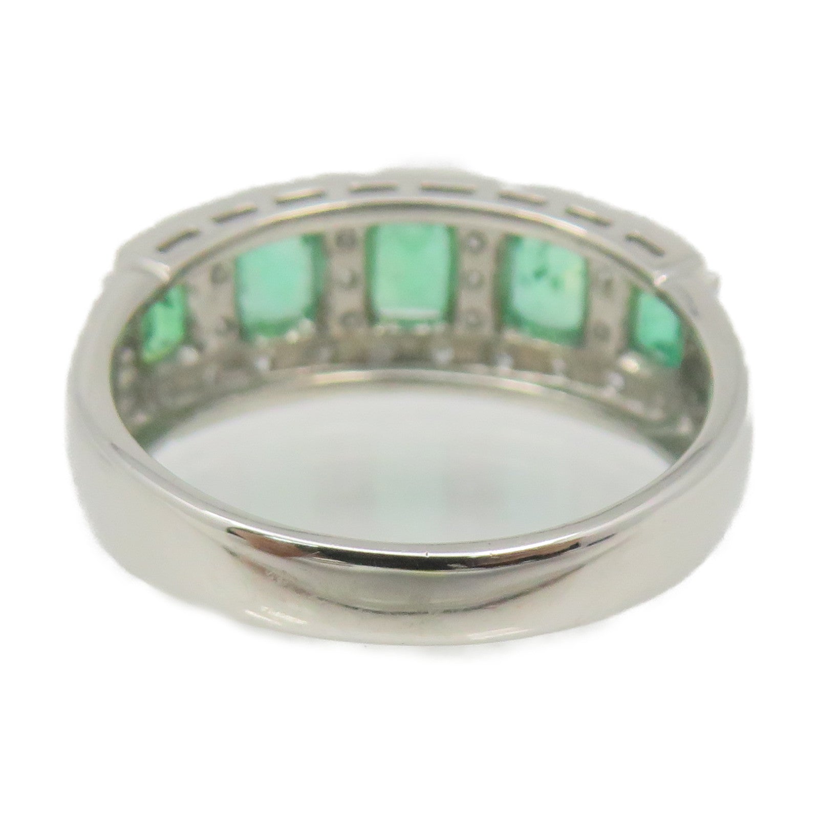 JEWELRY PT900 Platinum/1.00ct Emerald/0.04ct Diamond Emerald Ring Ring US#7