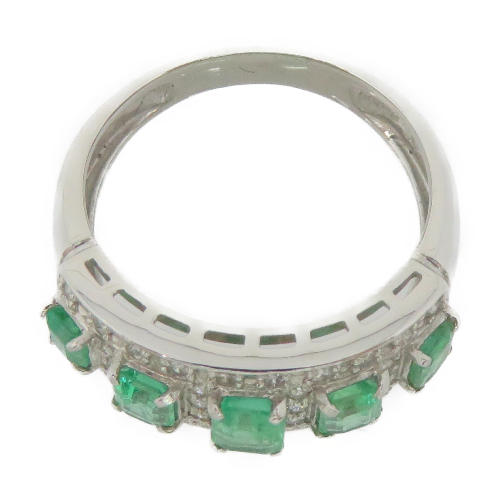 JEWELRY PT900 Platinum/1.00ct Emerald/0.04ct Diamond Emerald Ring Ring US#7