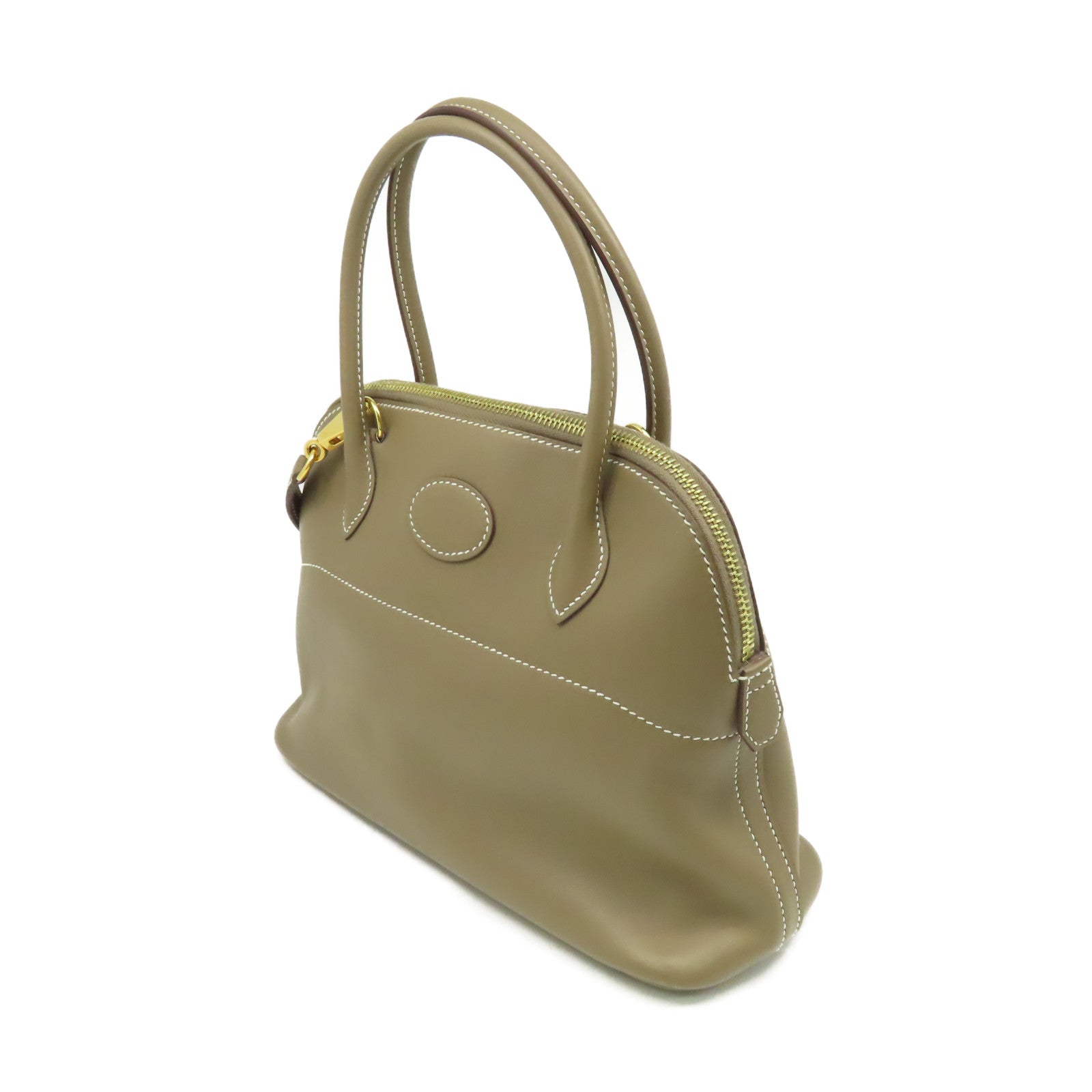 HERMES Swift皮革Bolide 27 2Way Hand Bag金扣手挽肩背兩用袋Etoupe大象灰色