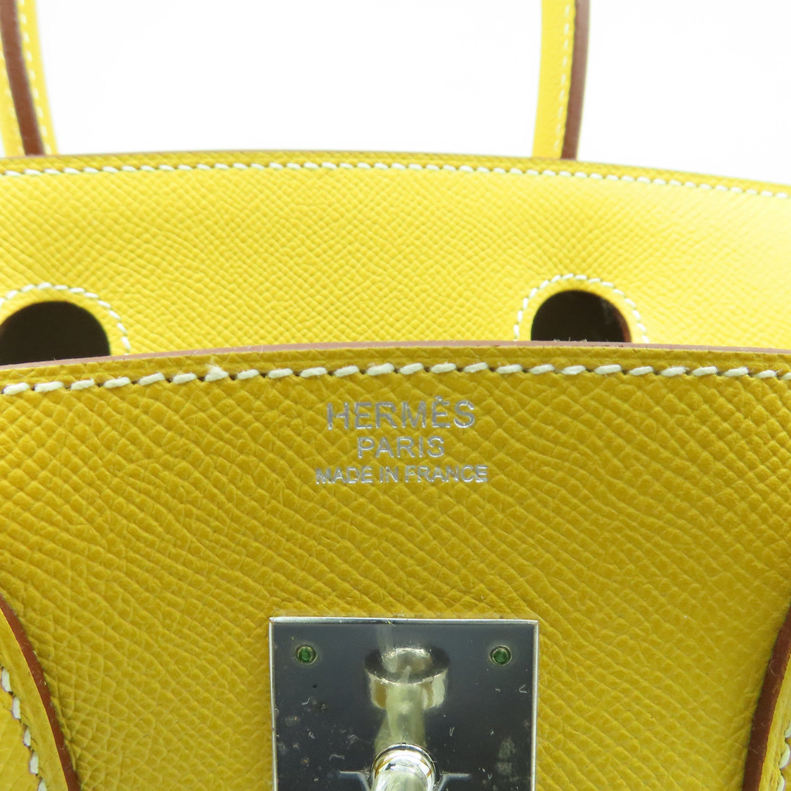 HERMES Epsom皮革Birkin 30銀扣手挽袋Moutarde芥末黃色