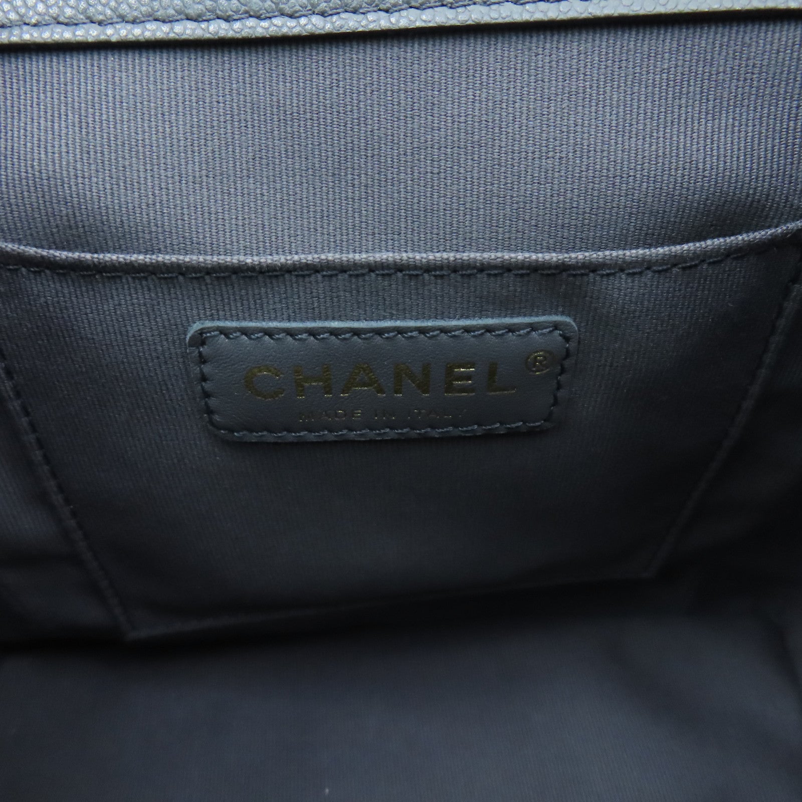 CHANEL 菱格牛皮皮革Backpack金扣背包灰色