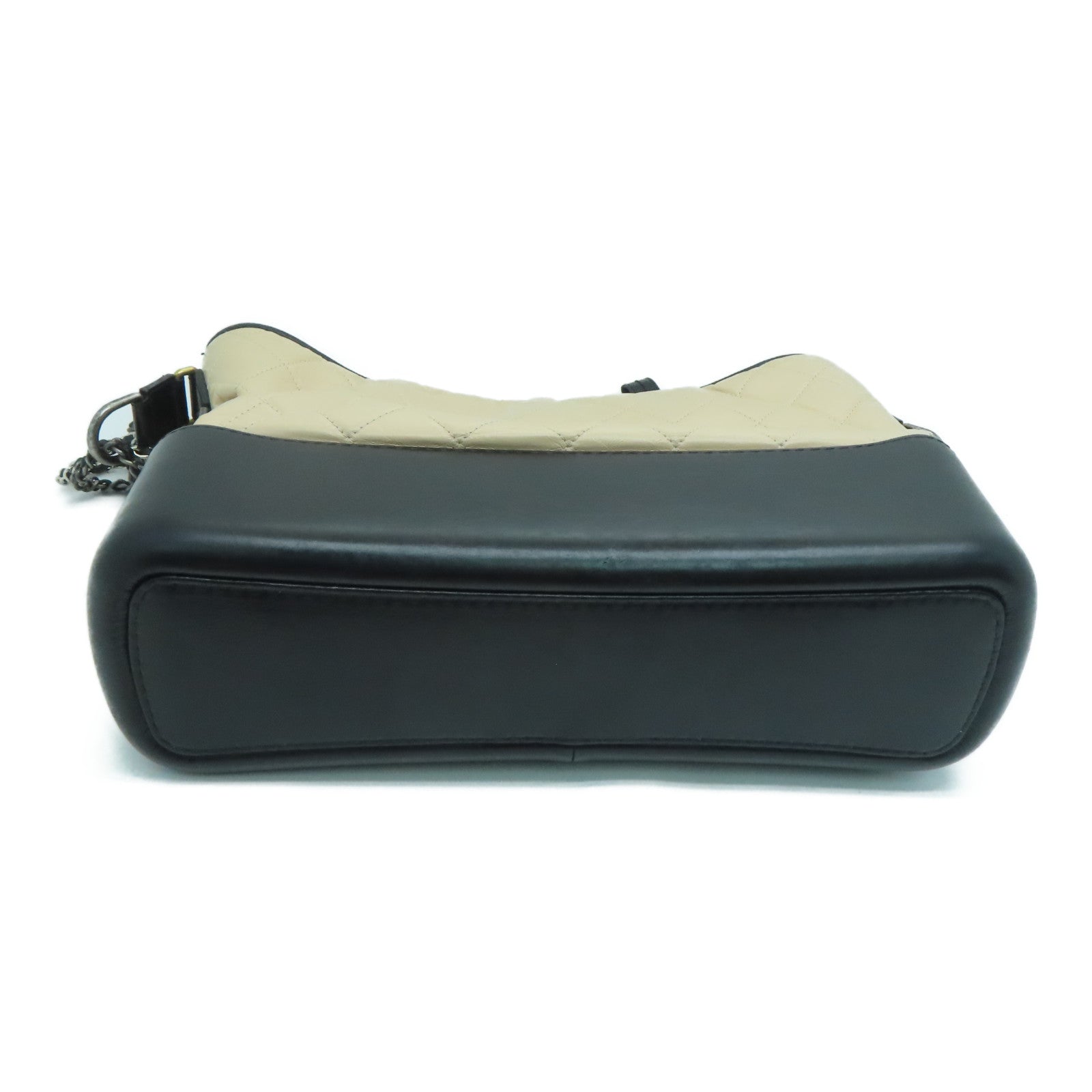 CHANEL 【激減優惠】牛皮皮革Cabrielle Shoulder Bag銀扣肩背袋米色黑色