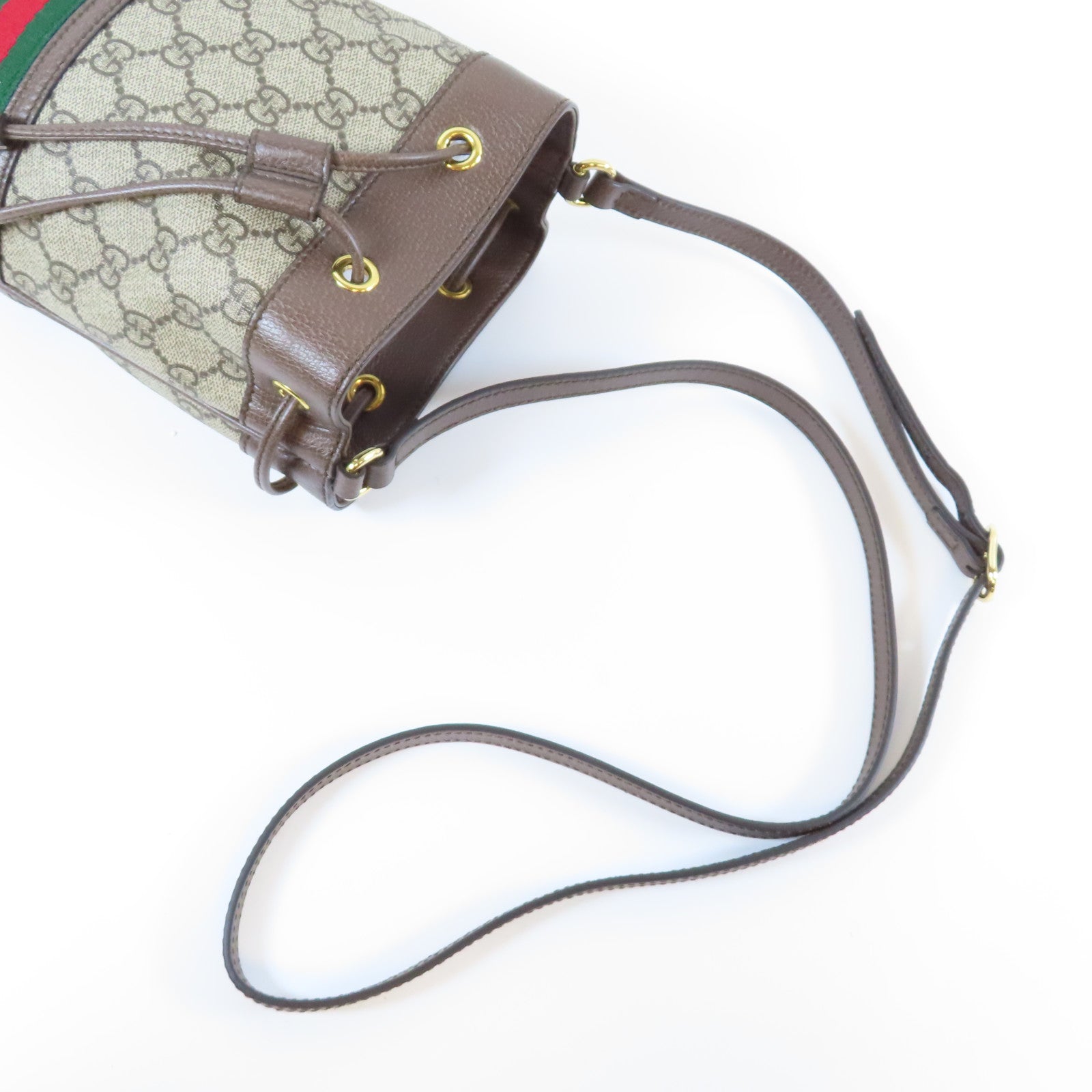 GUCCI 塗層帆布Ophidia GG Mini Bucket金扣肩背袋啡色