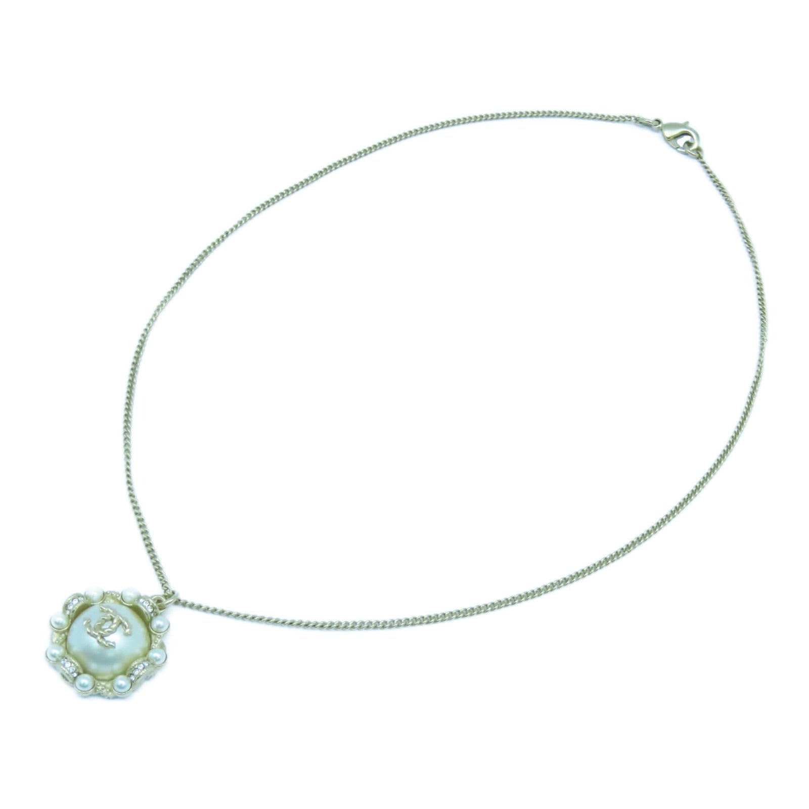 CHANEL 金屬Necklace金扣項鍊金色